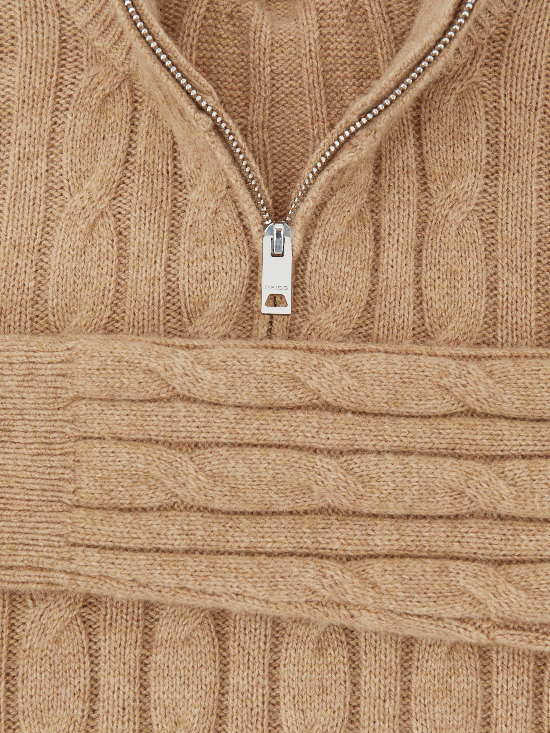 13-14 yrs Wool-Blend Half-Zip Cable Knit Jumper in Camel Melange - Image 4 of 4