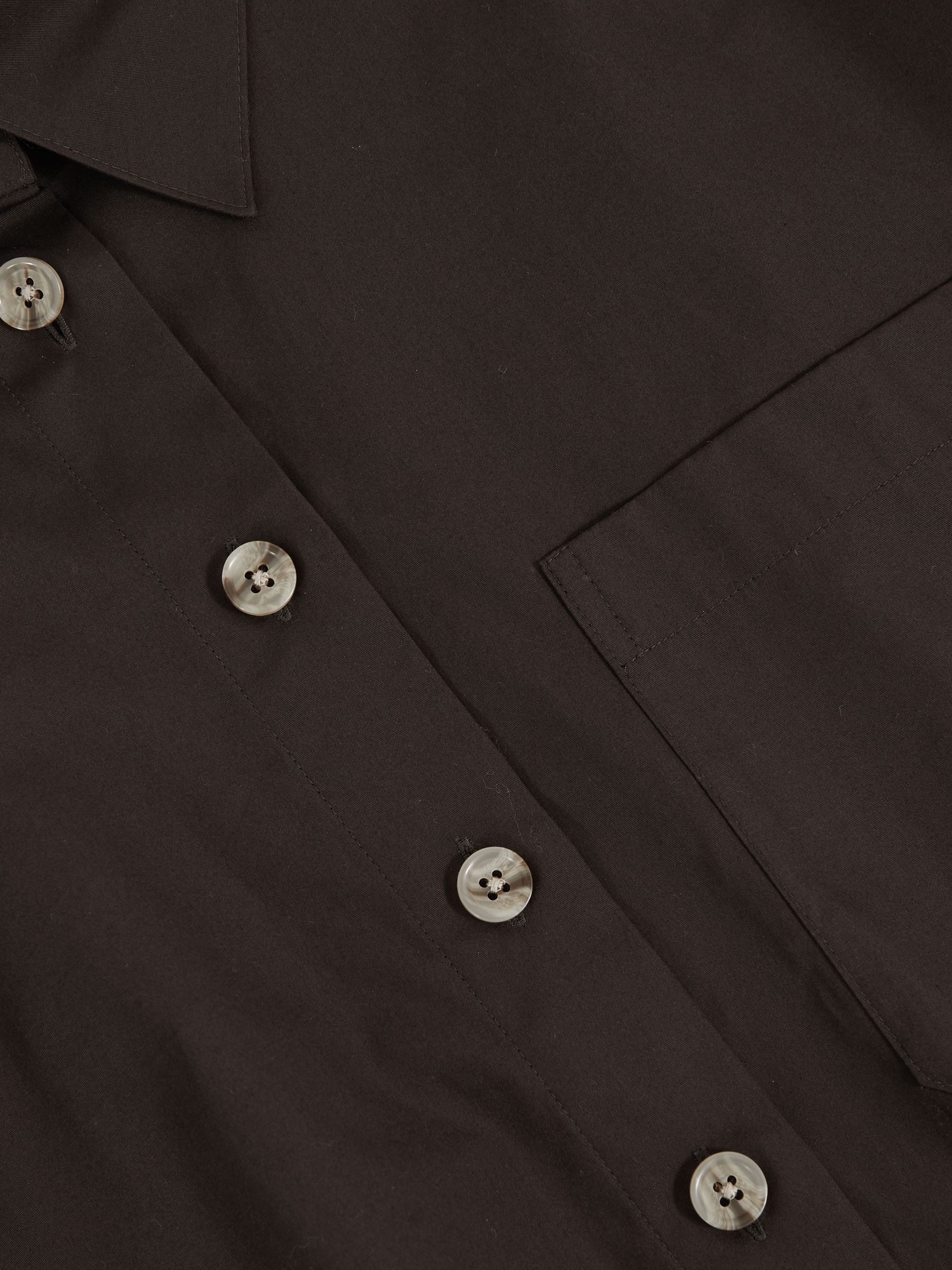 Oversize Cotton Cropped Shirt in Chocolate Brown - Image 7 of 7
