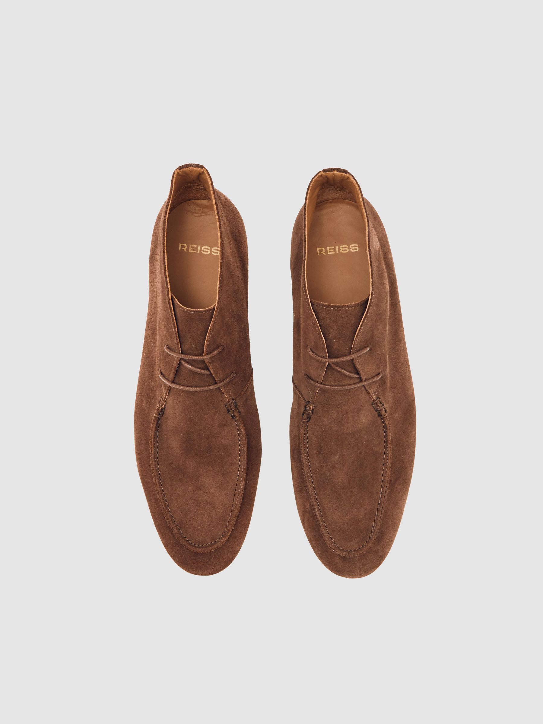 Suede Lace-Up Chukka Boots in Chocolate Brown - image 2