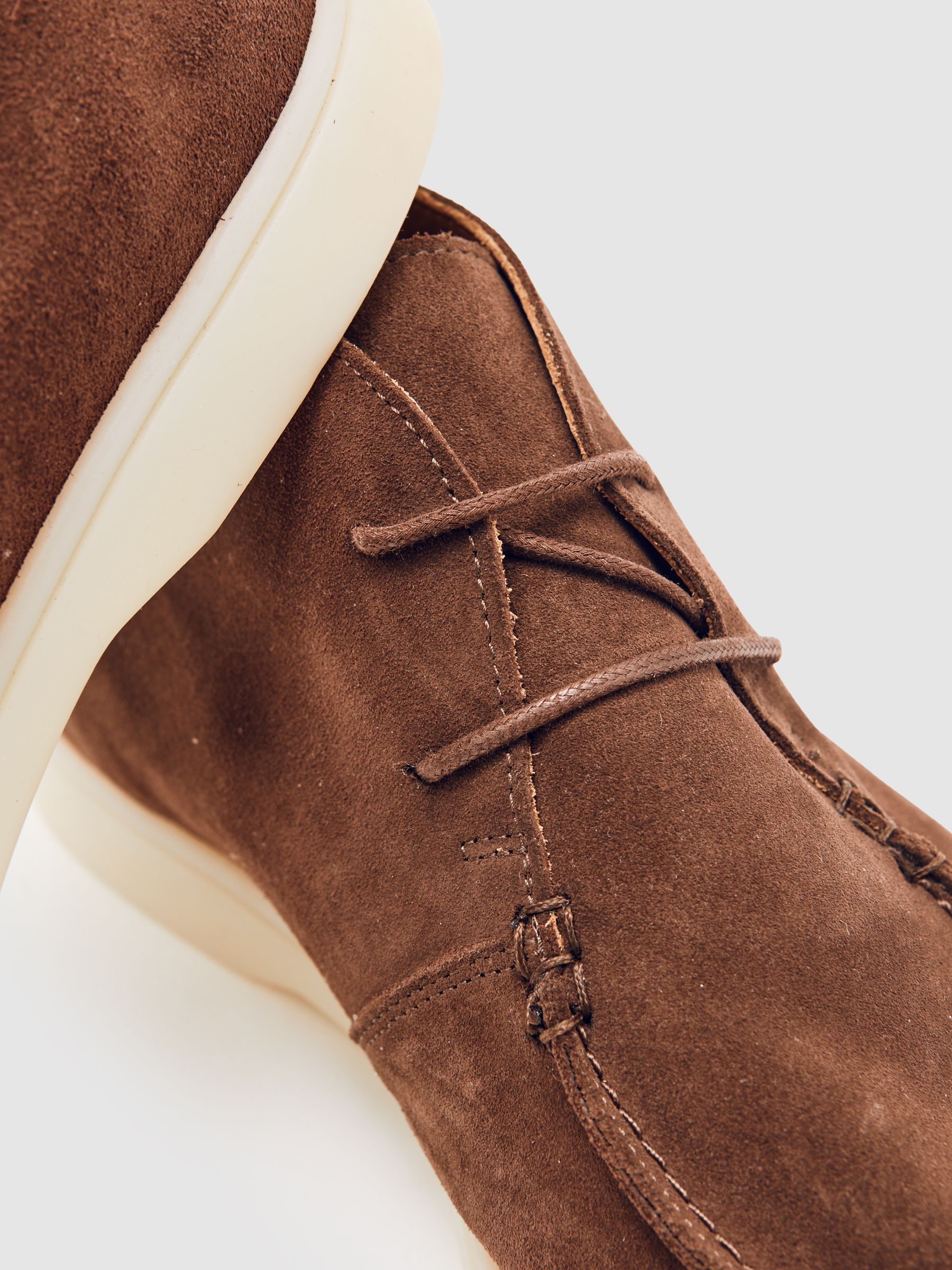 Suede Lace-Up Chukka Boots in Chocolate Brown - image 3