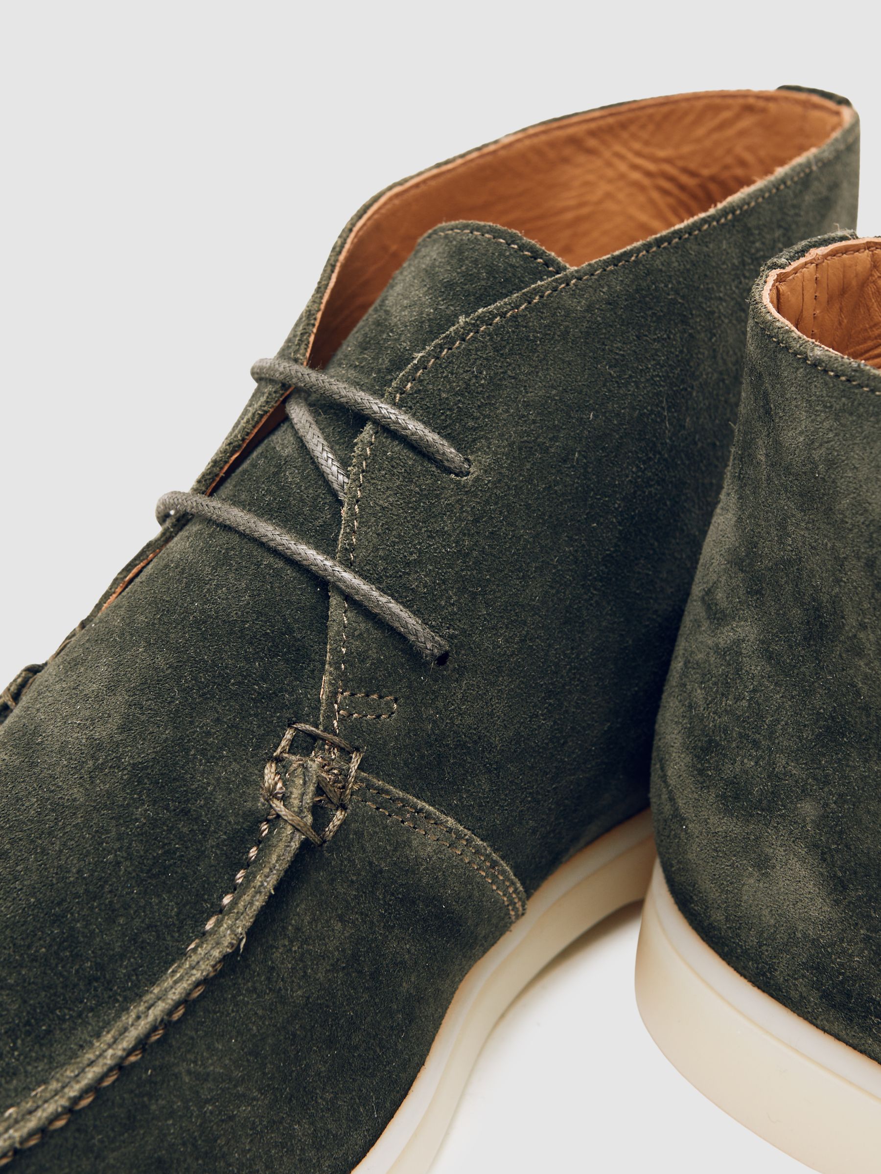 Reiss Suede Lace-Up Chukka Boots in Forest Green | REISS