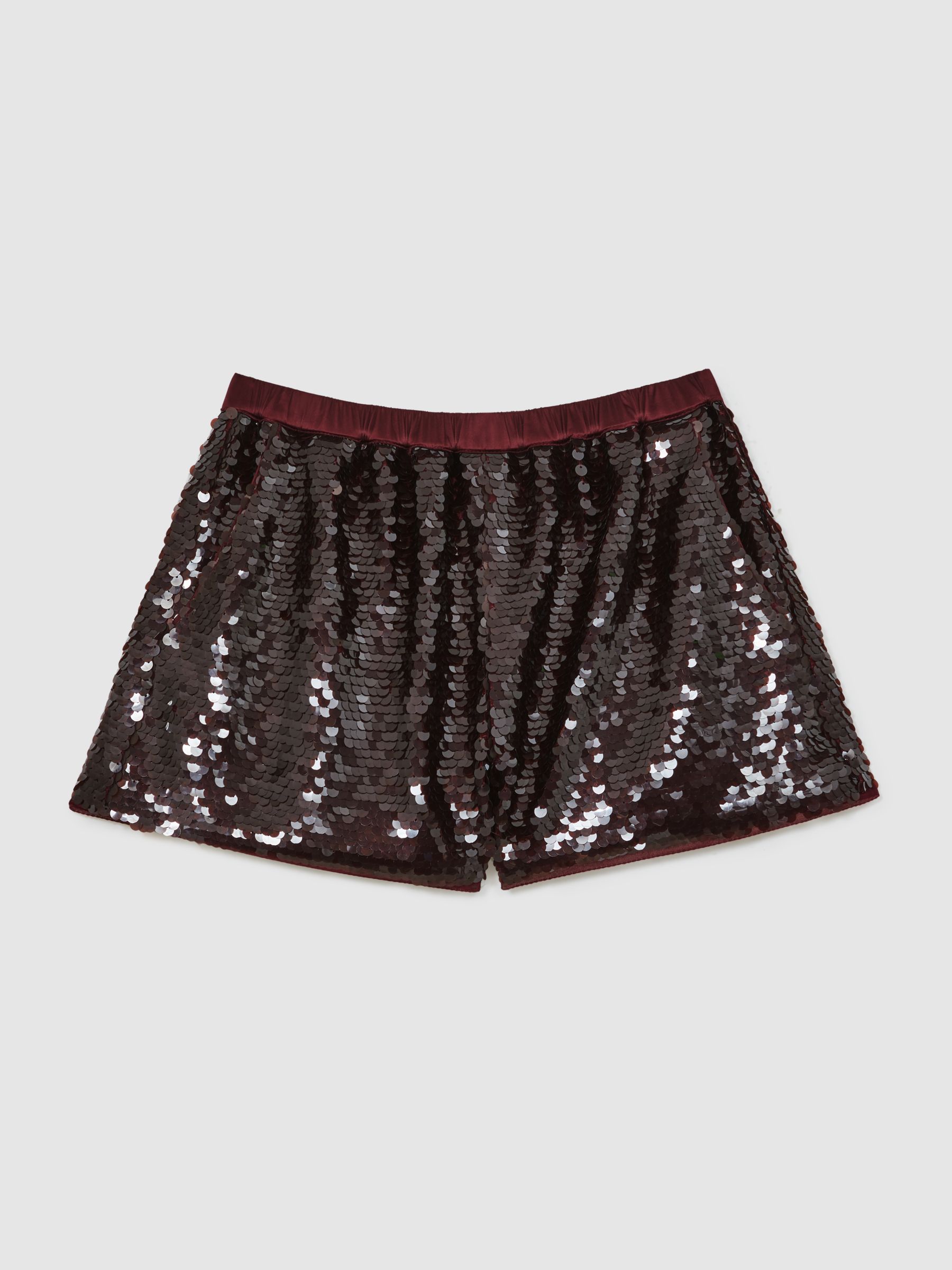 Sequin Shorts in Burgundy - image 1