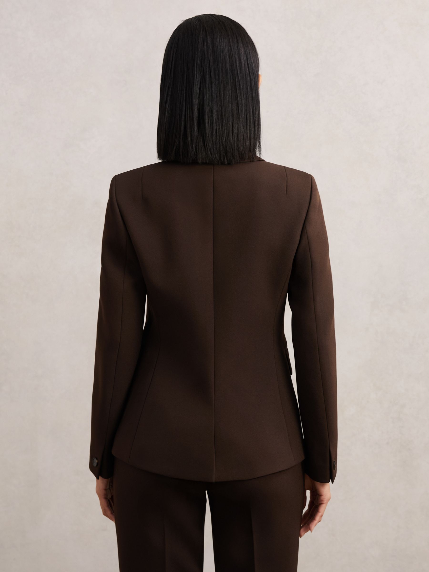 Petite Double-Breasted Suit Blazer in Chocolate Brown - Image 5 of 7