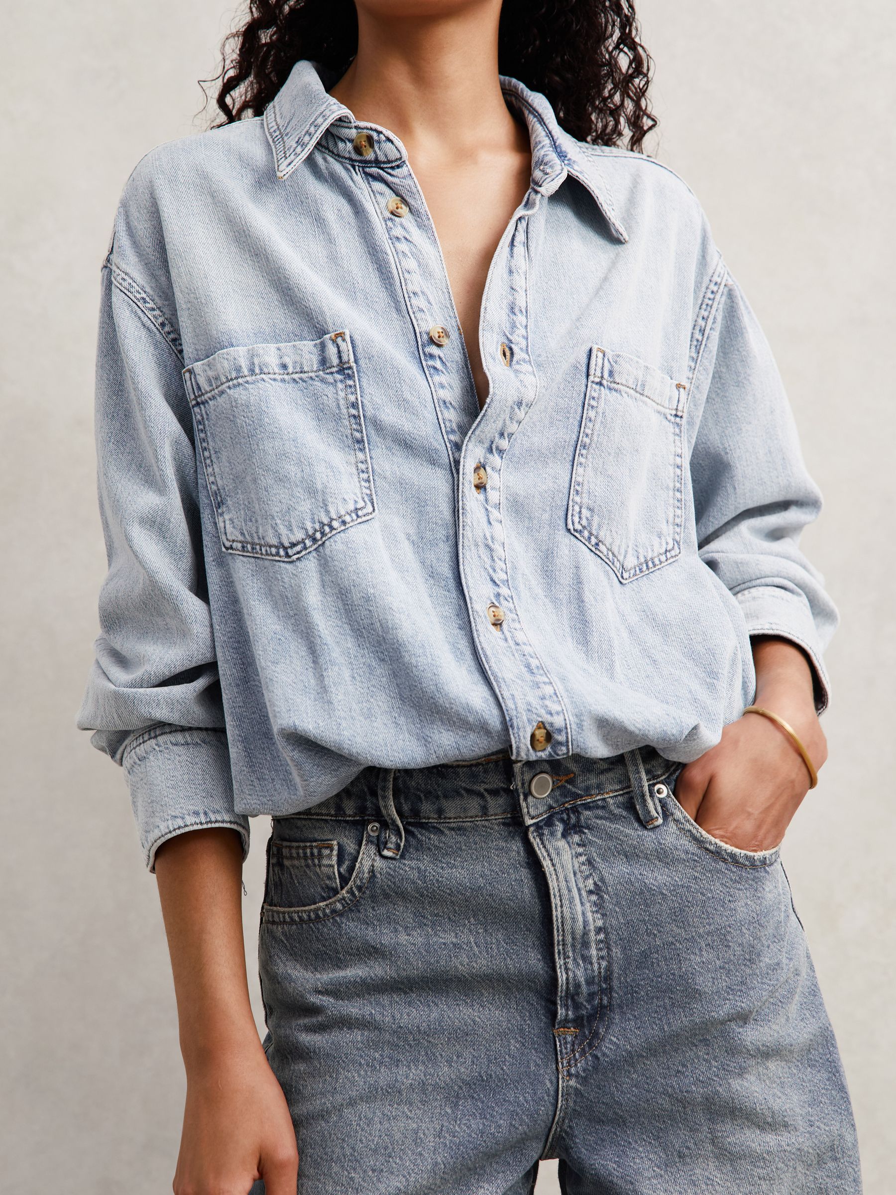 Good American Denim Shirt Jumpsuit in Indigo Blue - image 5