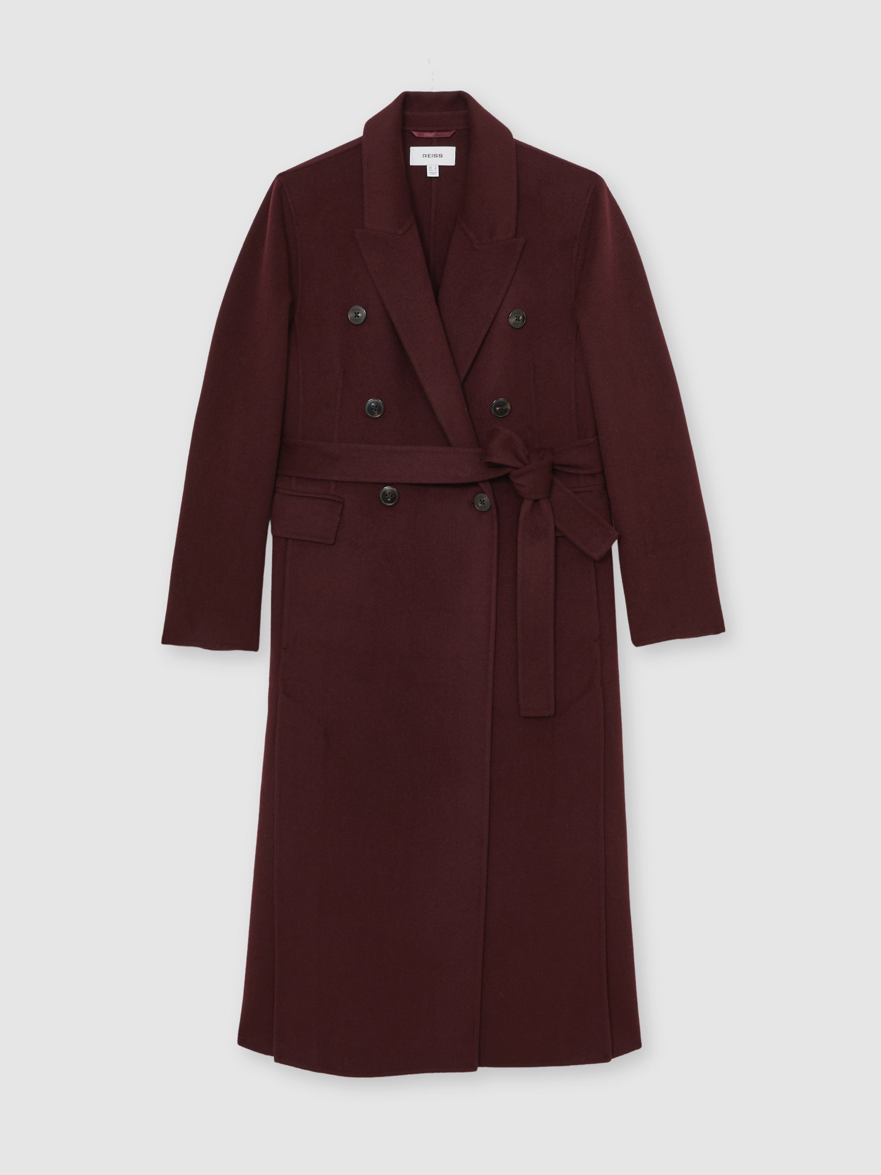 Petite Double-Breasted Blindseam Coat Wool-Blend in Burgundy - Image 2 of 7