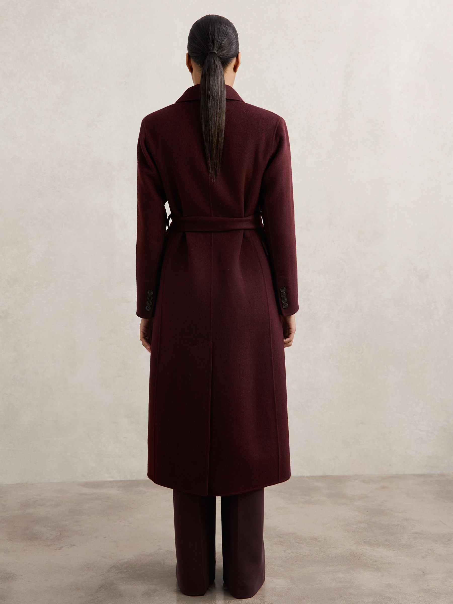 Petite Double-Breasted Blindseam Coat Wool-Blend in Burgundy - Image 5 of 7