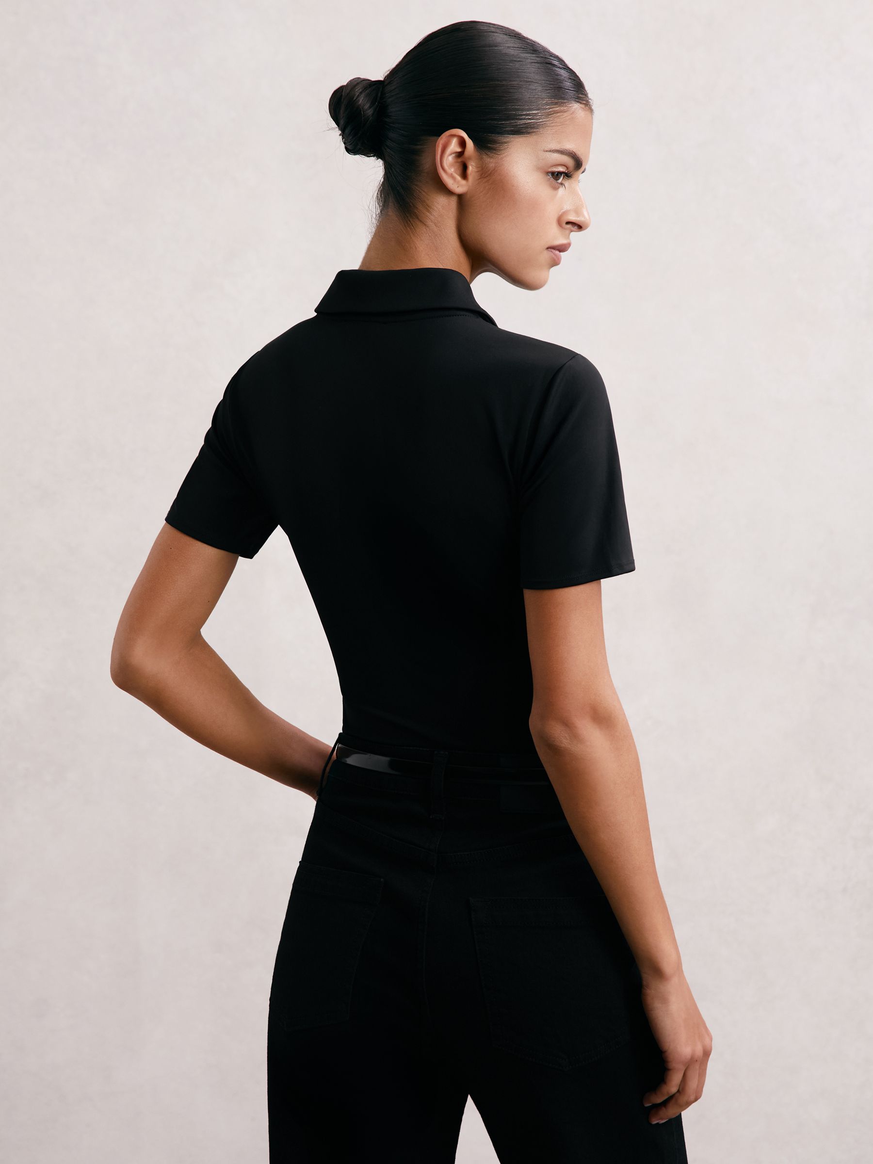 Good American Scuba Collared Bodysuit in Black - Image 4 of 5