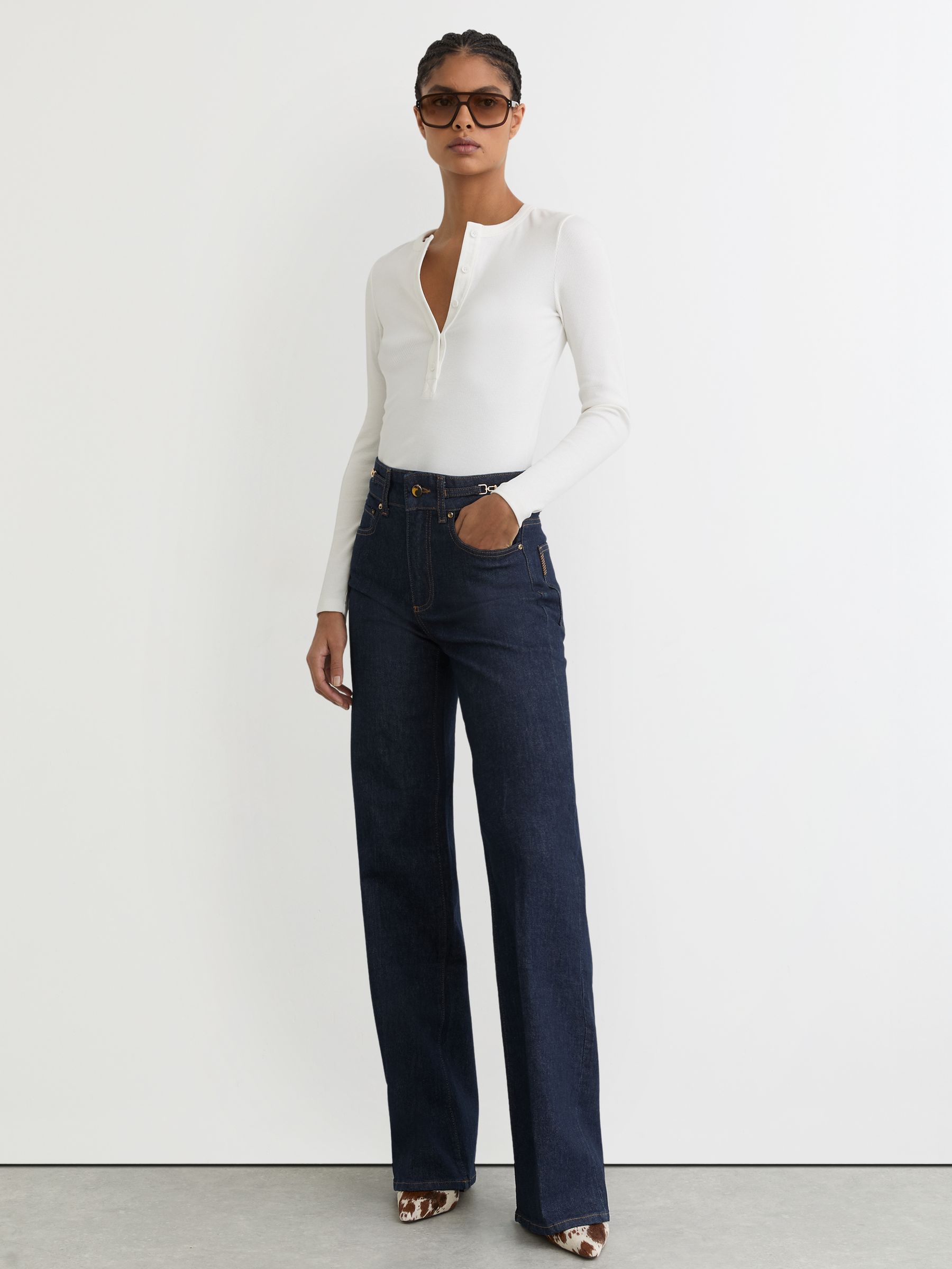 Paige High-Rise Wide-Leg Jeans in Dark Blue - Bild 1 von 5 Paige High-Rise Wide-Leg Jeans in Dark Blue - Bild 1 von 5