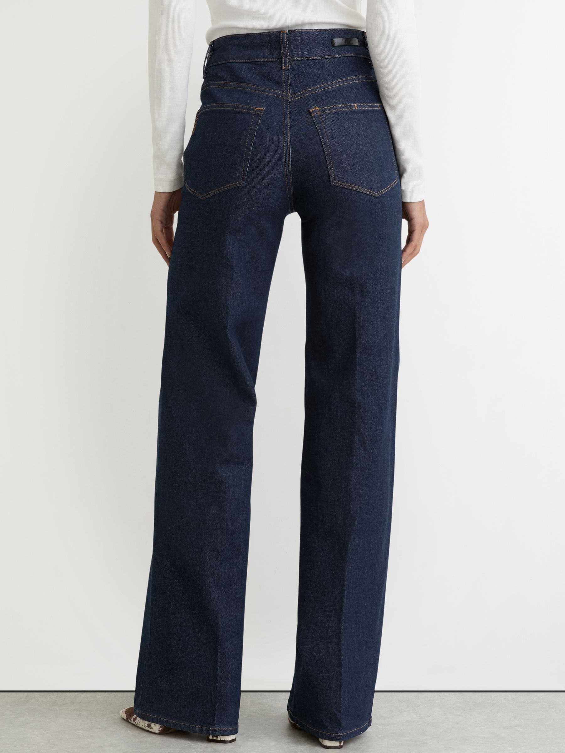 جينز برجل واسعة أزرق داكن بخصر مرتفع Paige - صورة 4 من 5