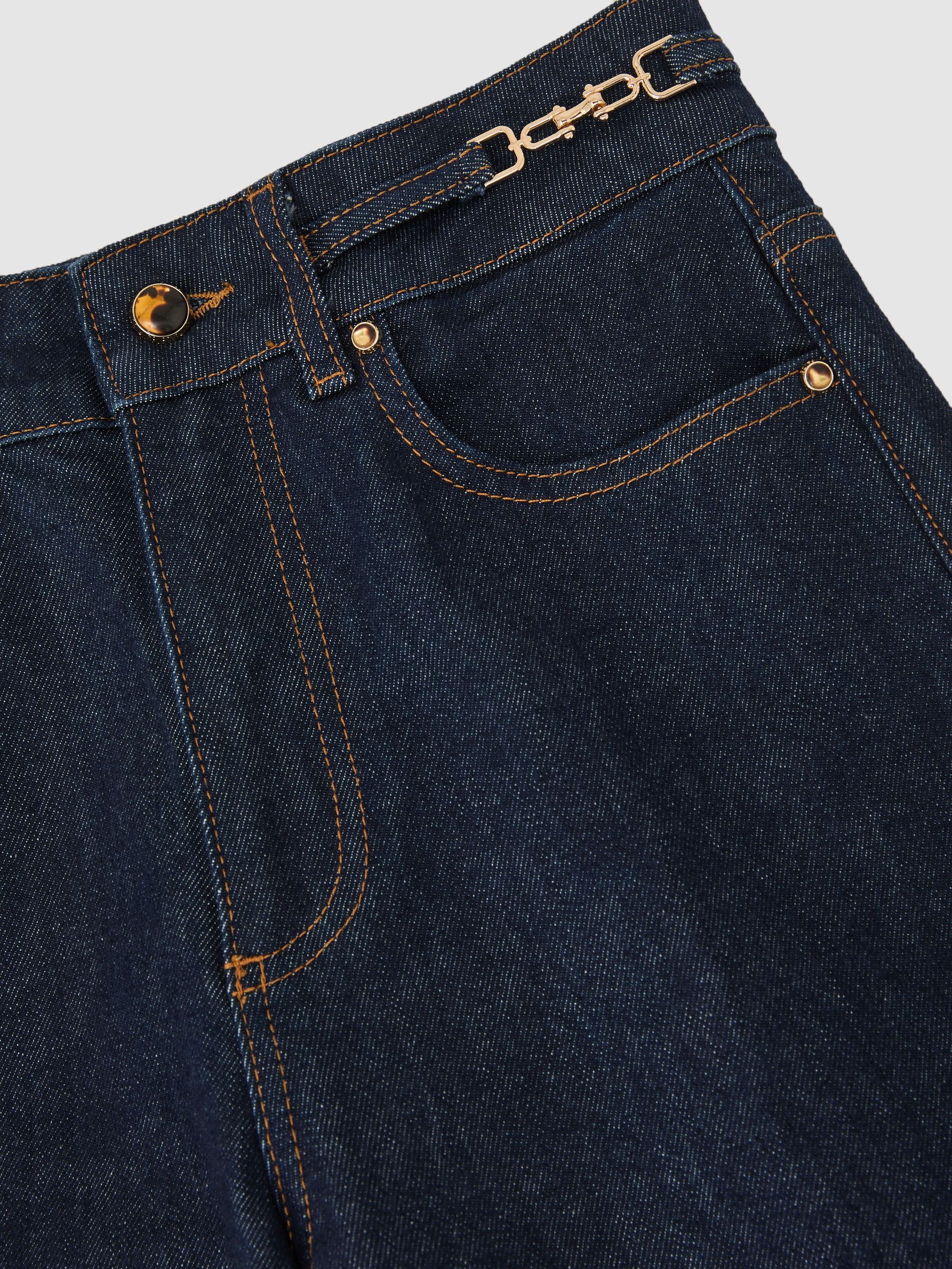 جينز برجل واسعة أزرق داكن بخصر مرتفع Paige - صورة 5 من 5