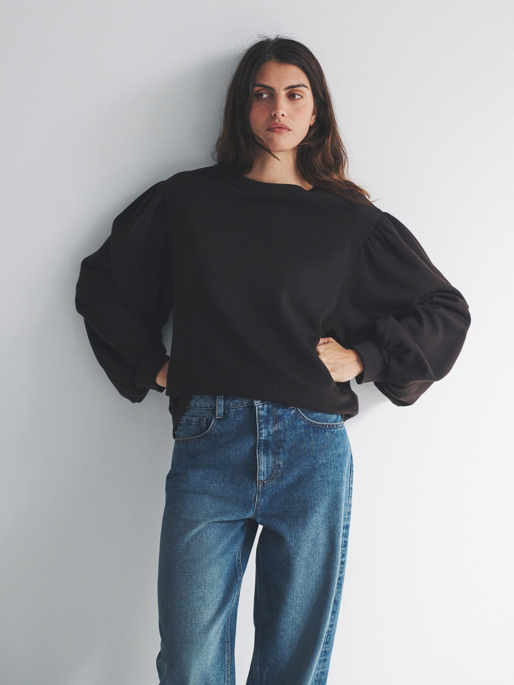 2 Pack Relaxed Crew Neck Puff Sleeve Sweatshirts - Image 1 of 8