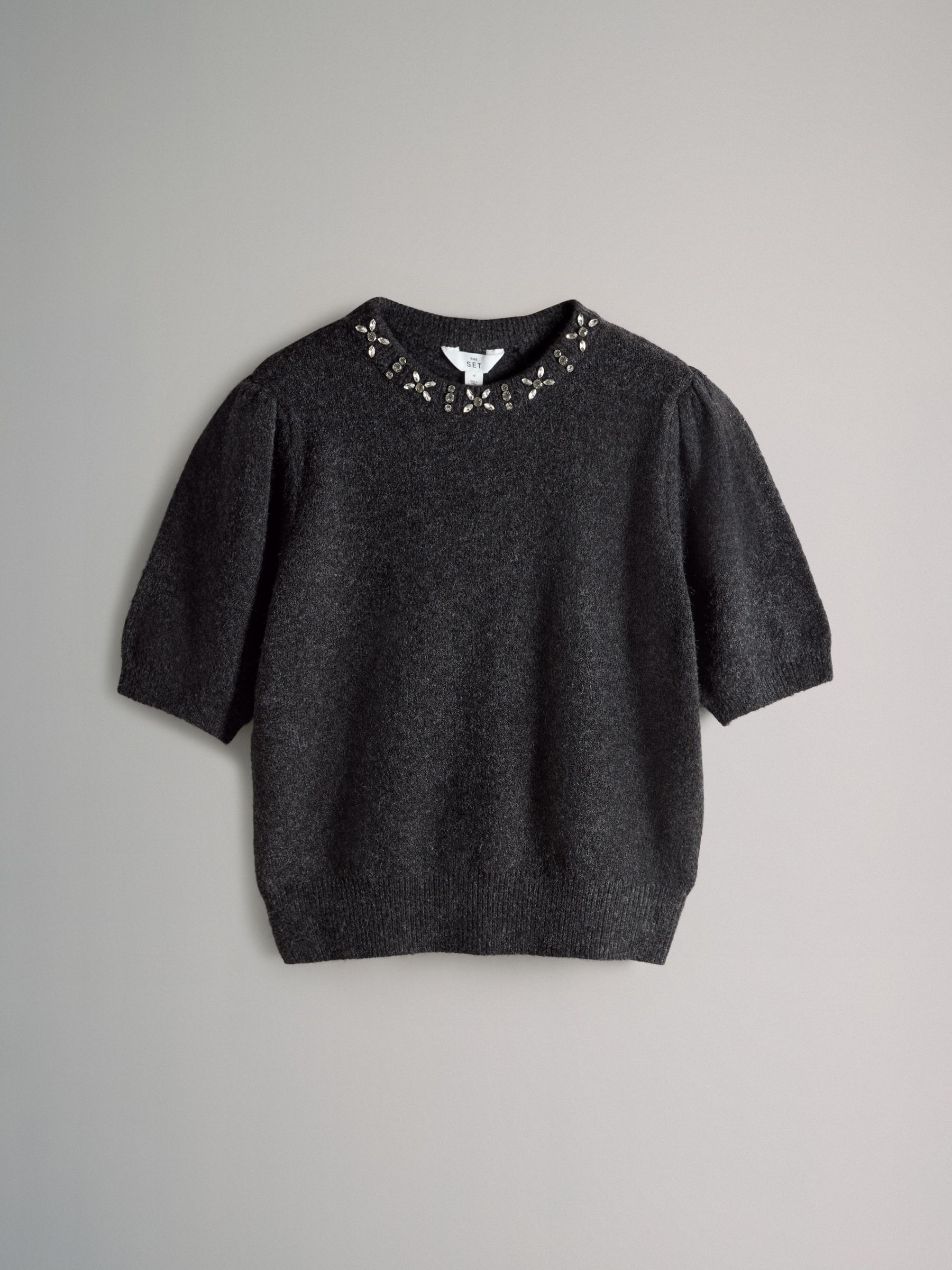 Embellished Charcoal Grey/Navy Blue 2 Pack Knitted T-Shirts - Image 2 of 5