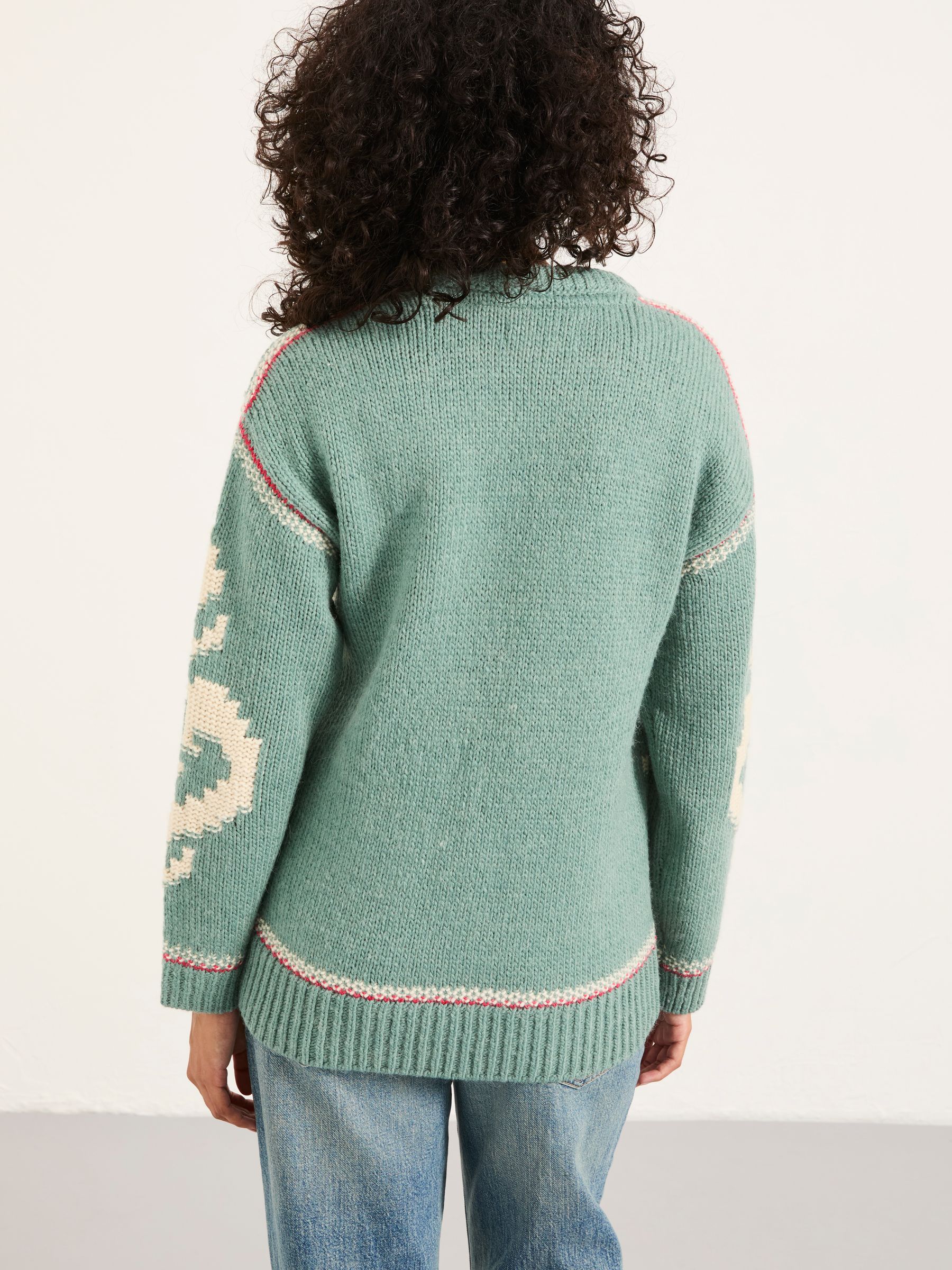 Teal Blue Aspen Snowflake Knitted Jumper - Image 3 of 8