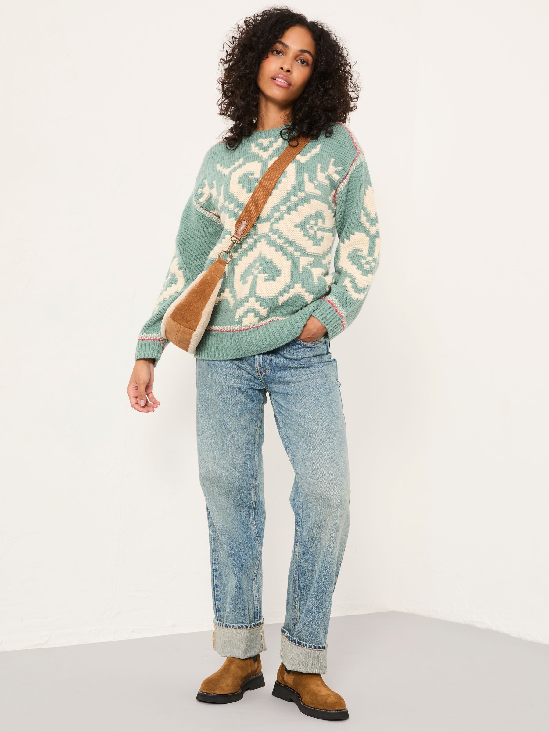 Teal Blue Aspen Snowflake Knitted Jumper - Image 6 of 8