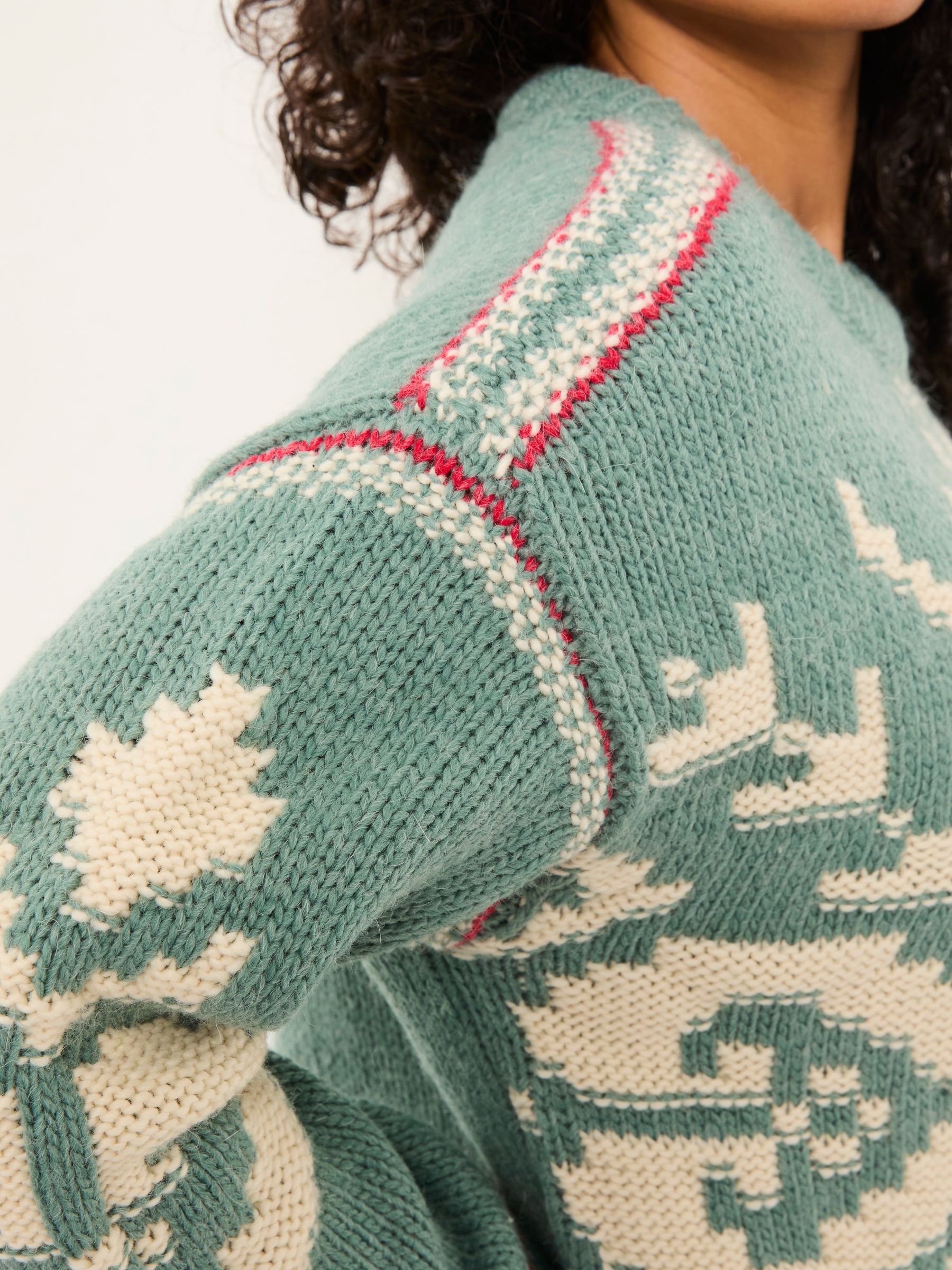 Teal Blue Aspen Snowflake Knitted Jumper - Image 7 of 8