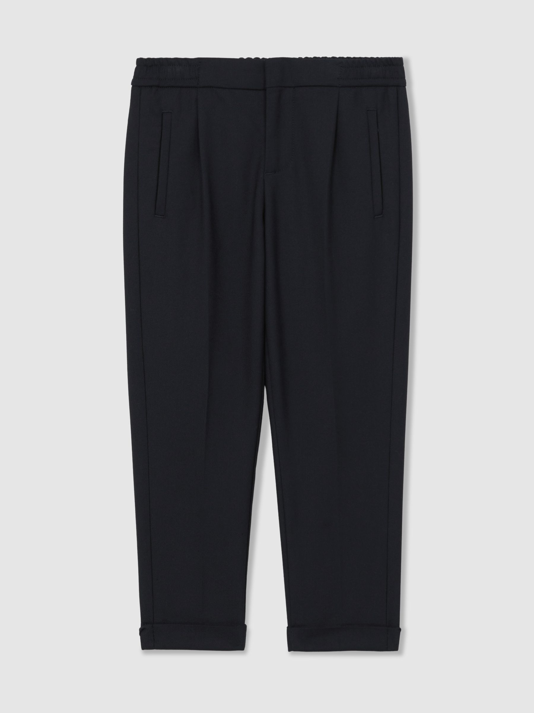 9-13 yrs Relaxed-Fit Pleated Tapered Trousers in Navy - Image 2 of 5