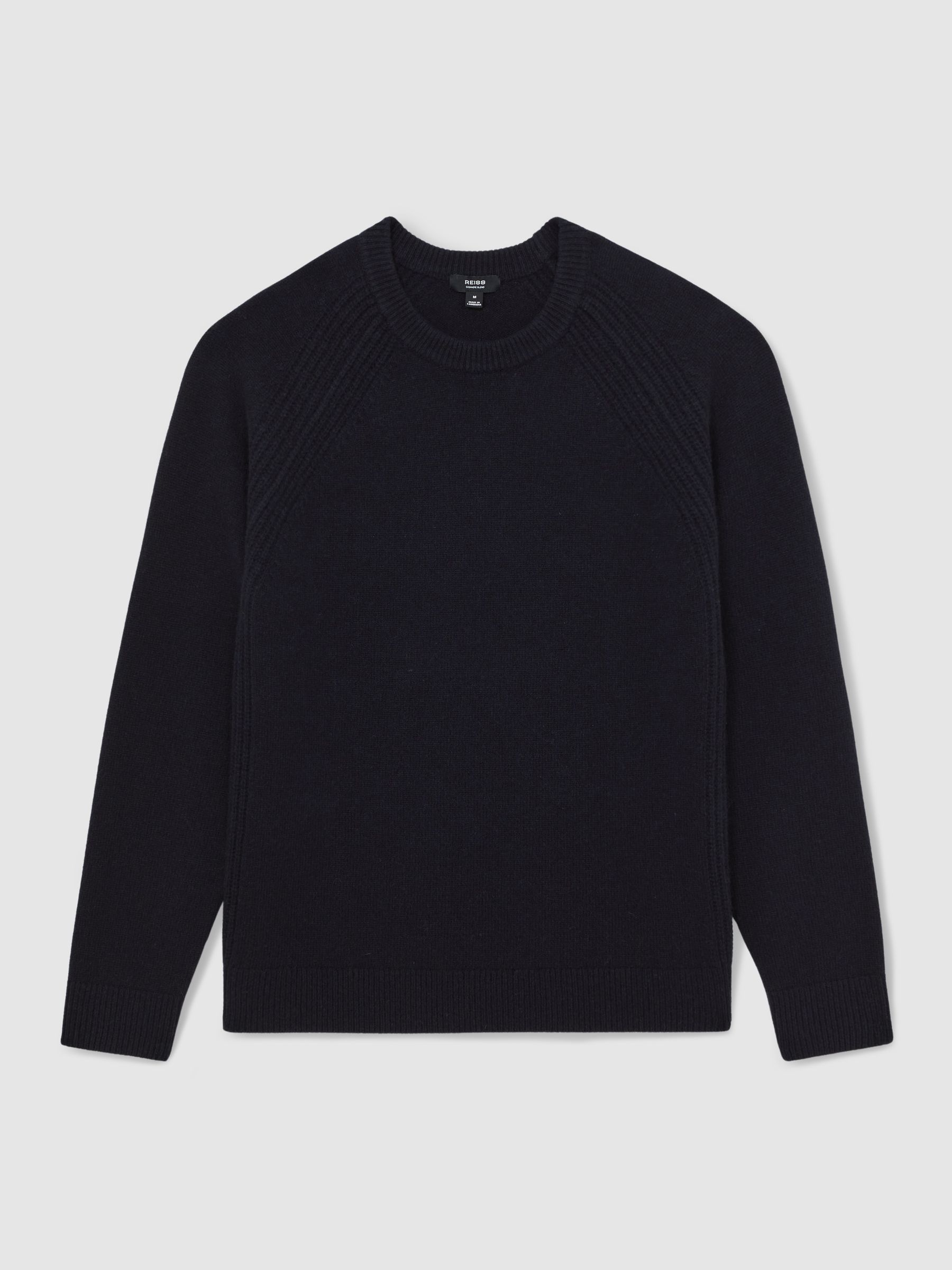 Wool Cashmere Reverse-Seam Jumper in Navy - Image 2 of 6