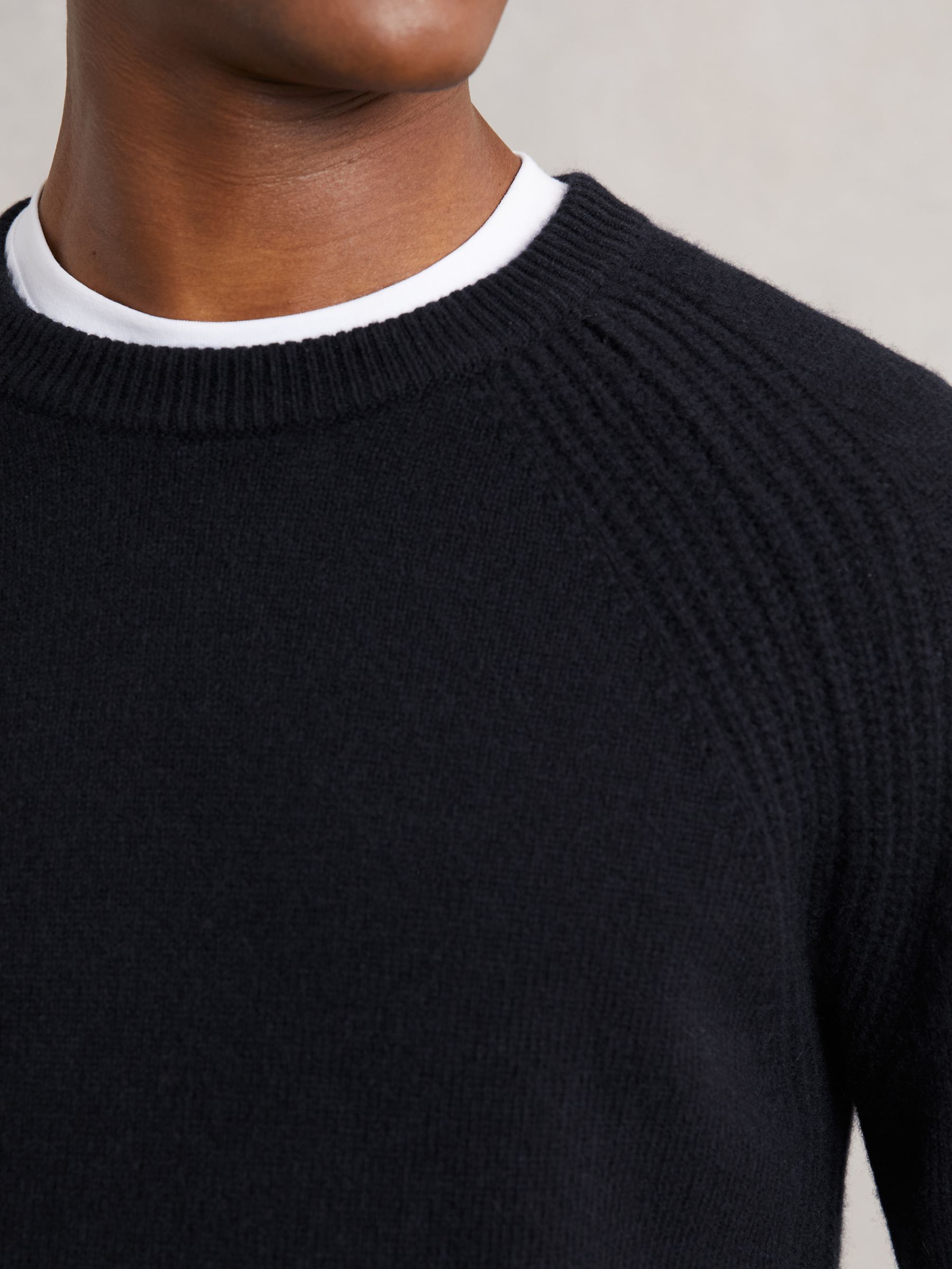 Wool Cashmere Reverse-Seam Jumper in Navy - Image 3 of 6