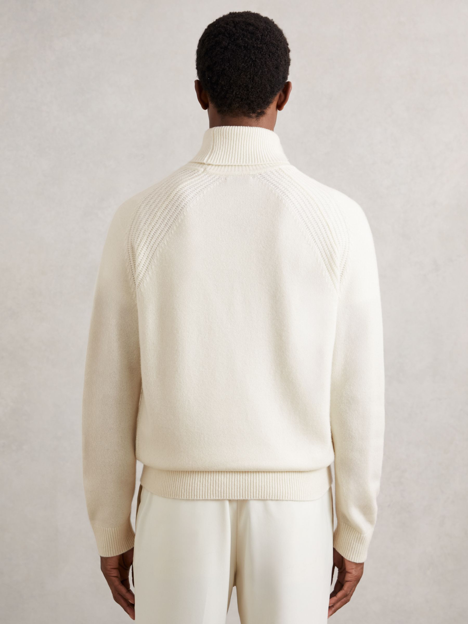 Wool-Cashmere Roll-Neck Jumper in Off White - Image 5 of 6