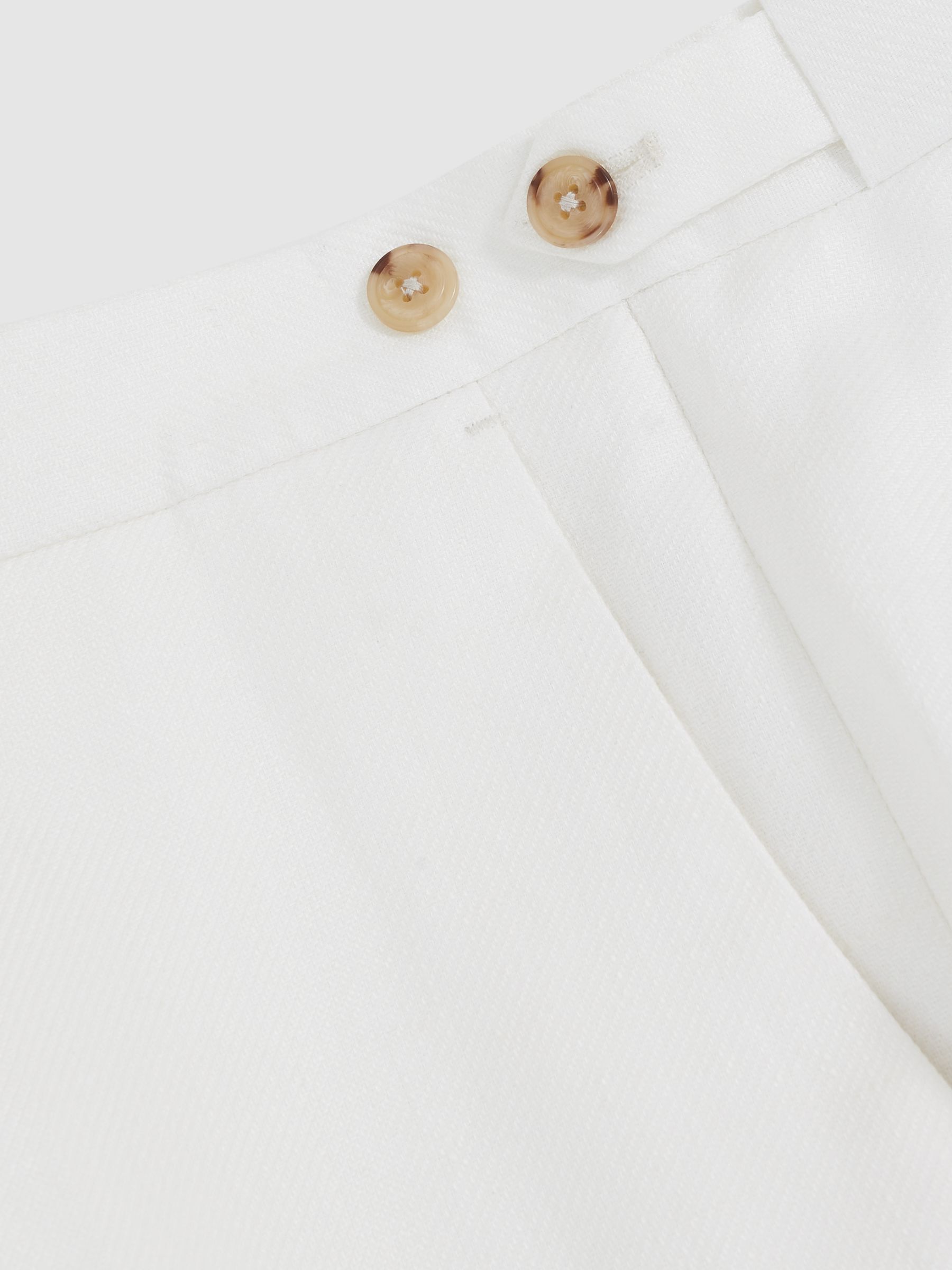 Slim Fit Lyocell Linen Suit Trousers in White - Image 7 of 7