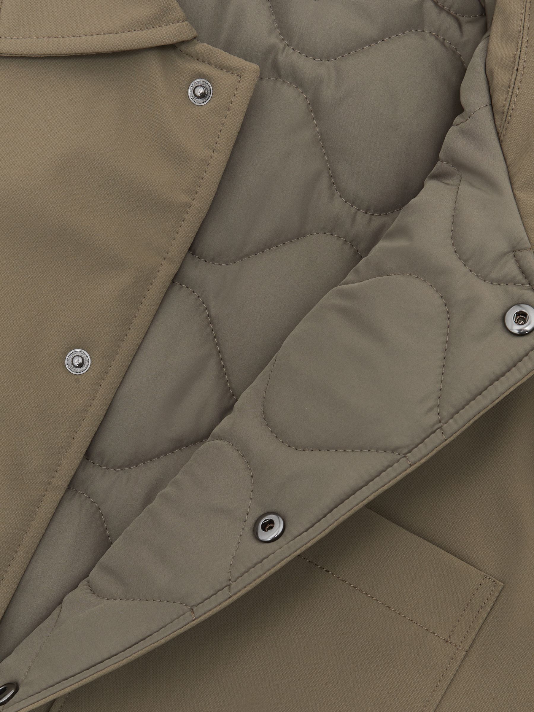 Lightly-Padded Patch-Pocket Overshirt in Olive Green - image 2