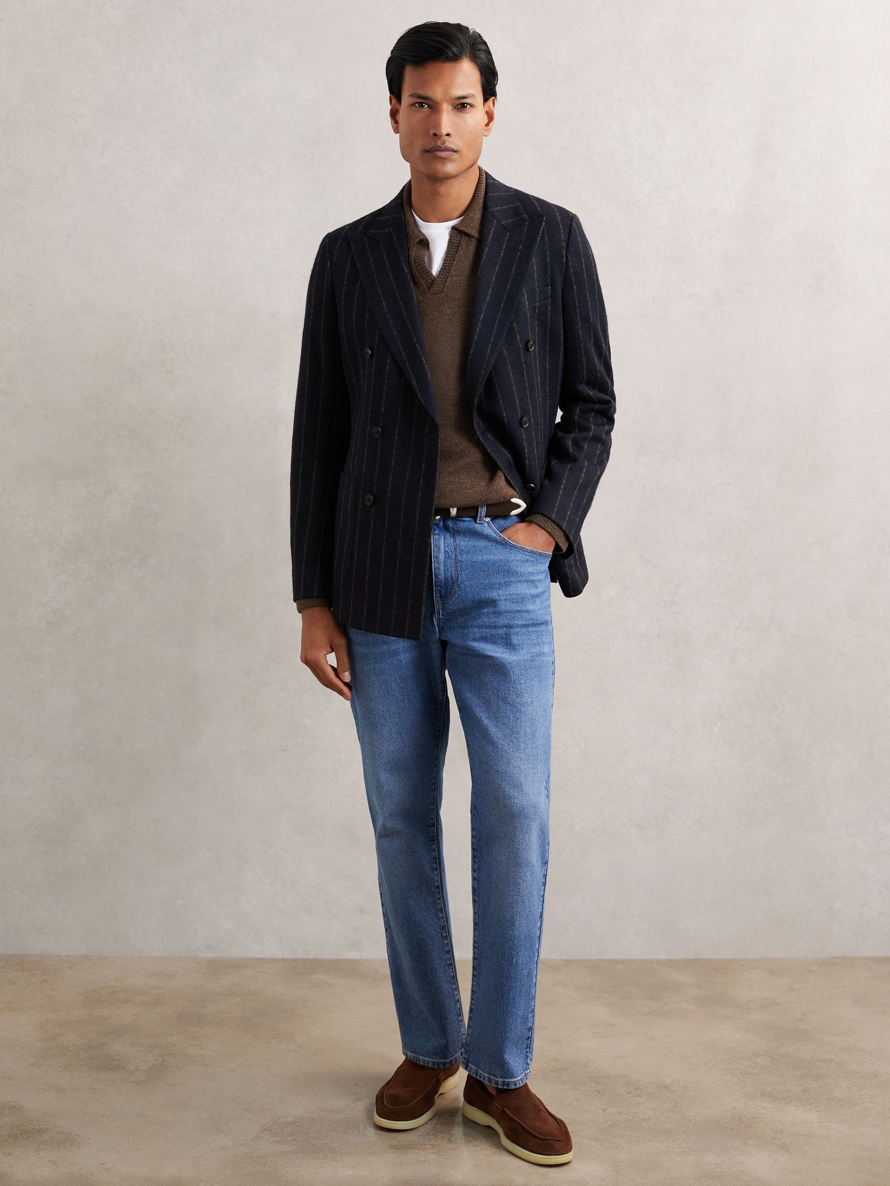 Wool-Cashmere Open-Collar Jumper in Pecan Brown - Image 4 of 6