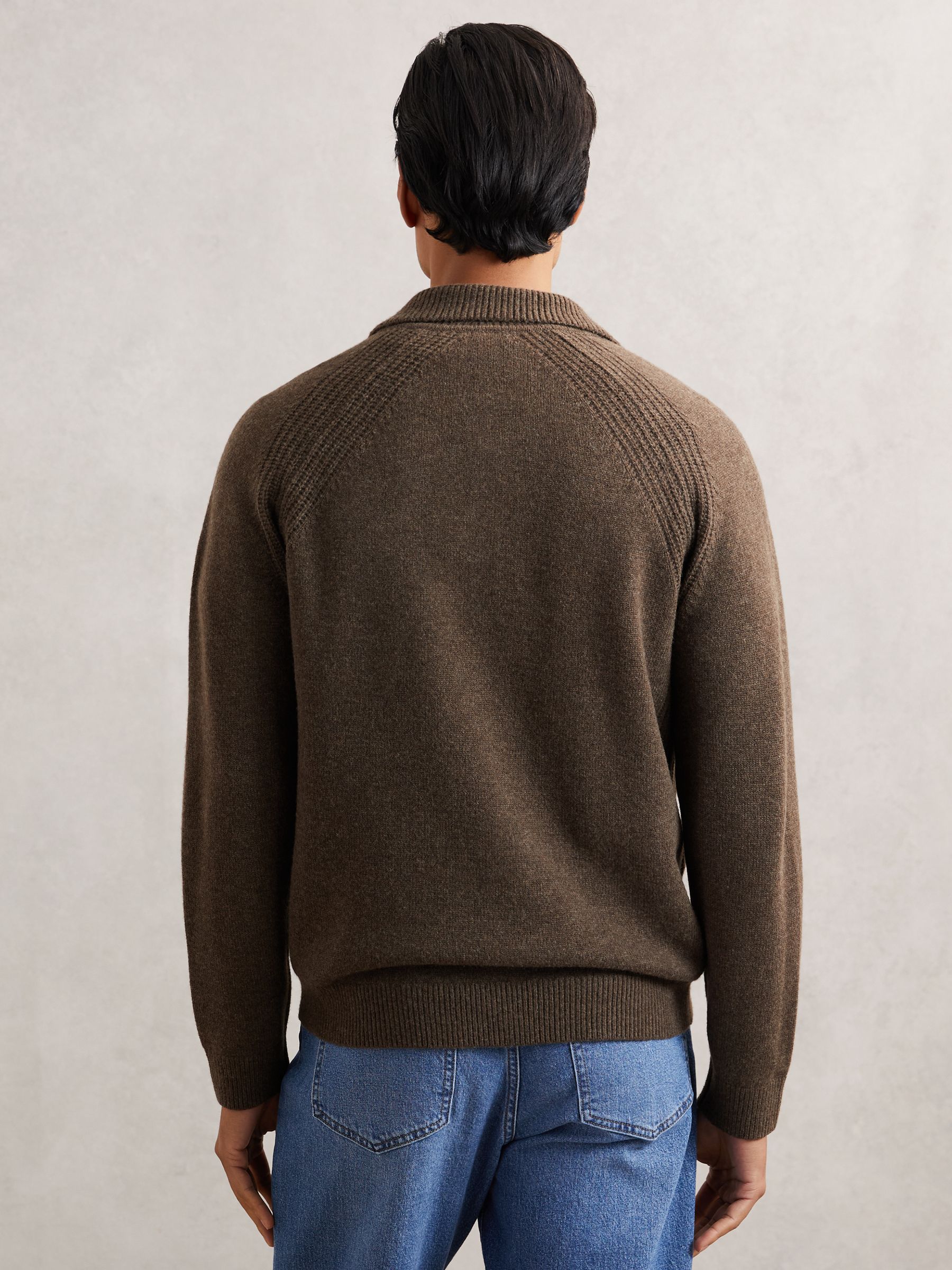 Wool-Cashmere Open-Collar Jumper in Pecan Brown - image 4