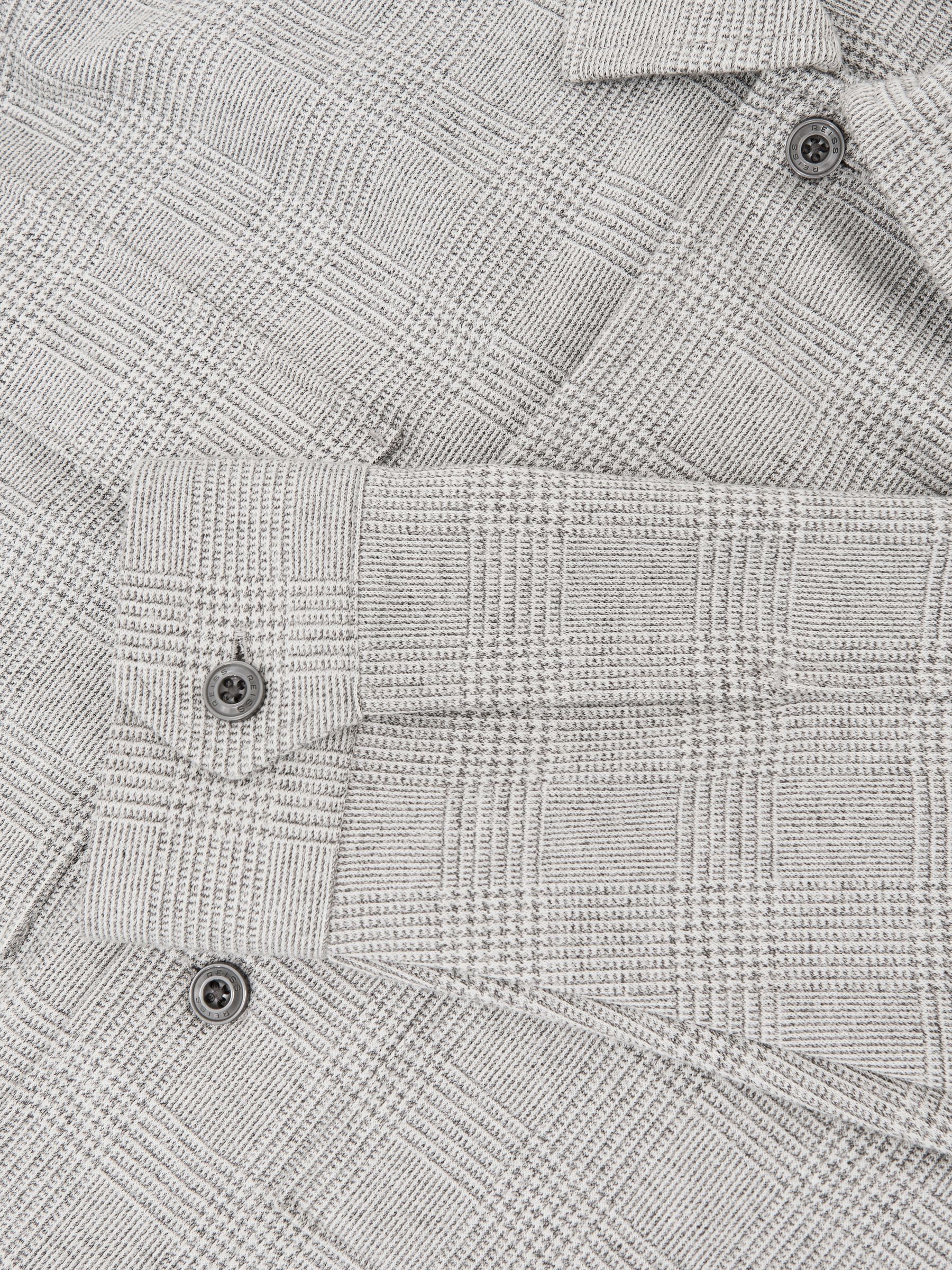 Jersey Check Twin-Pocket Overshirt in Soft Grey - image 5