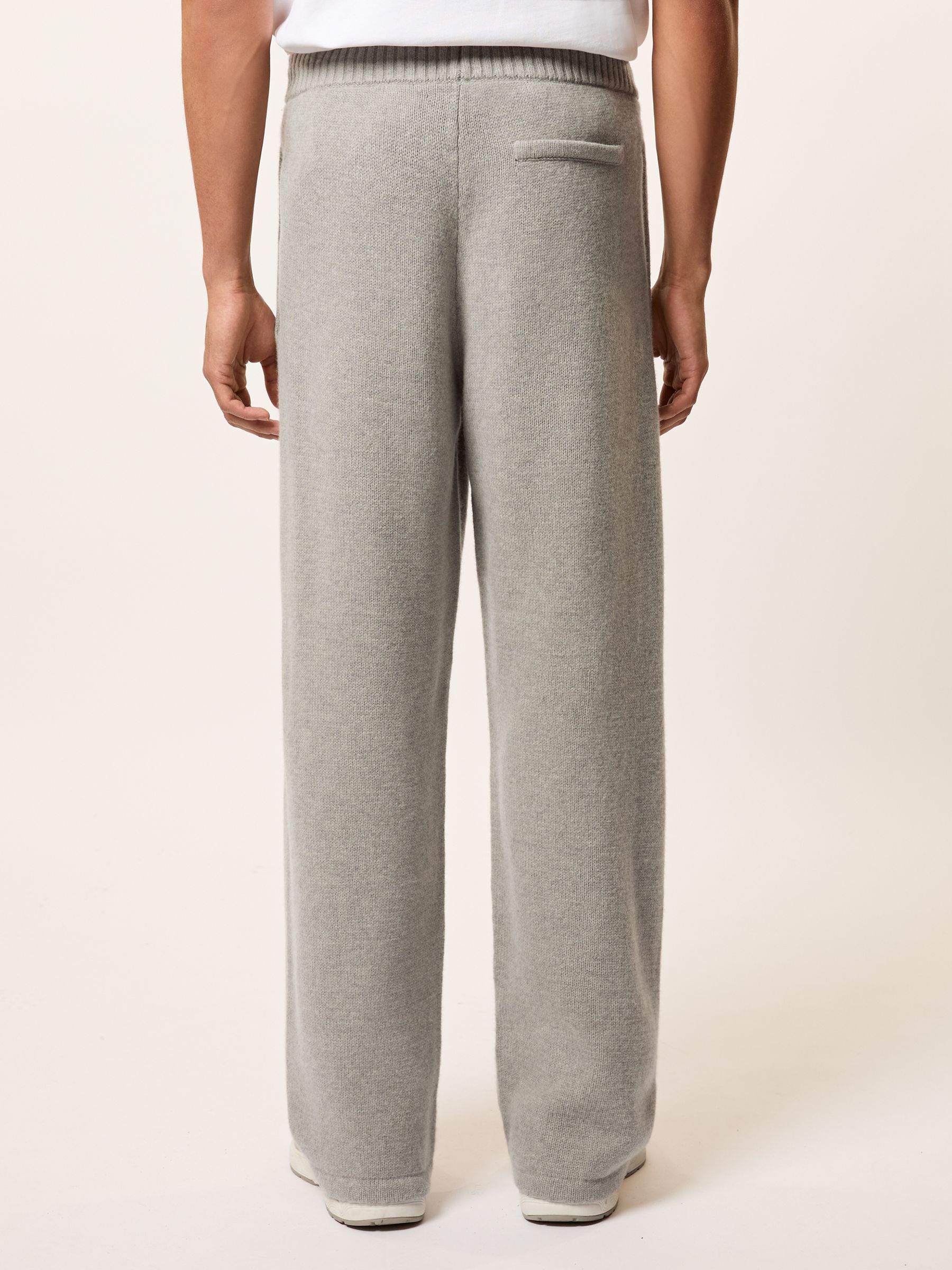 Monogram Wool Wide-Leg Knitted Joggers in Grey Melange - image 5