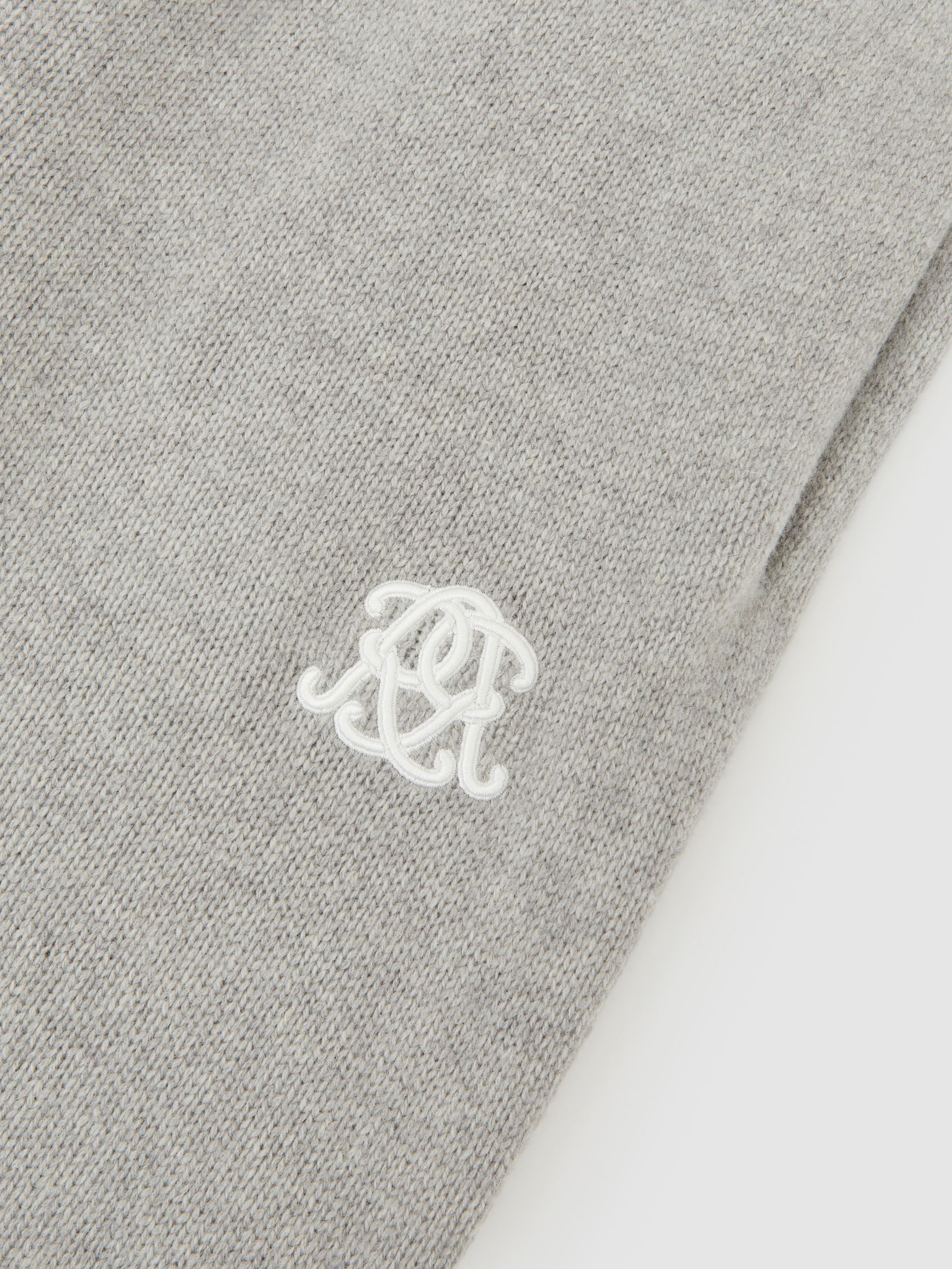 Monogram Wool Wide-Leg Knitted Joggers in Grey Melange - image 4