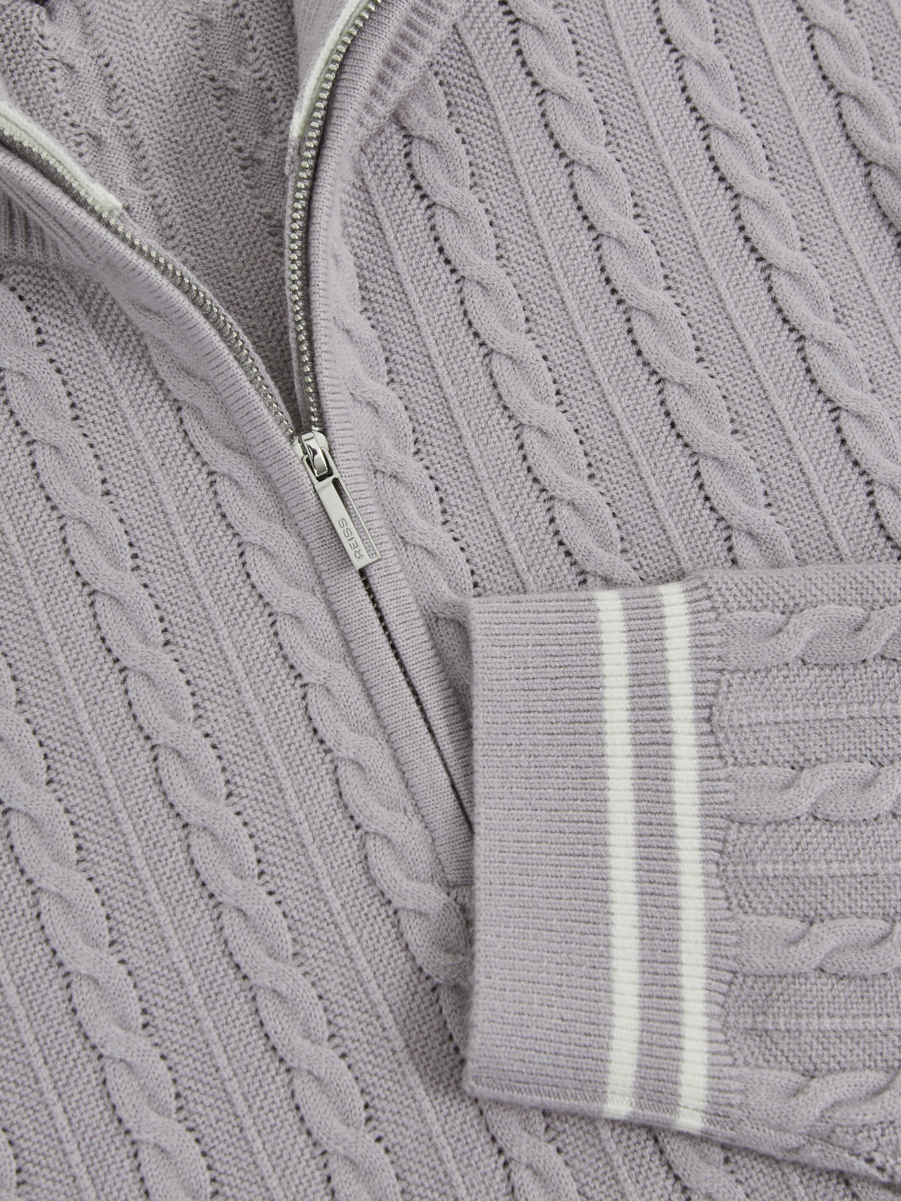Half-Zip Cable Knit Jumper With Wool in Soft Blue - image 5