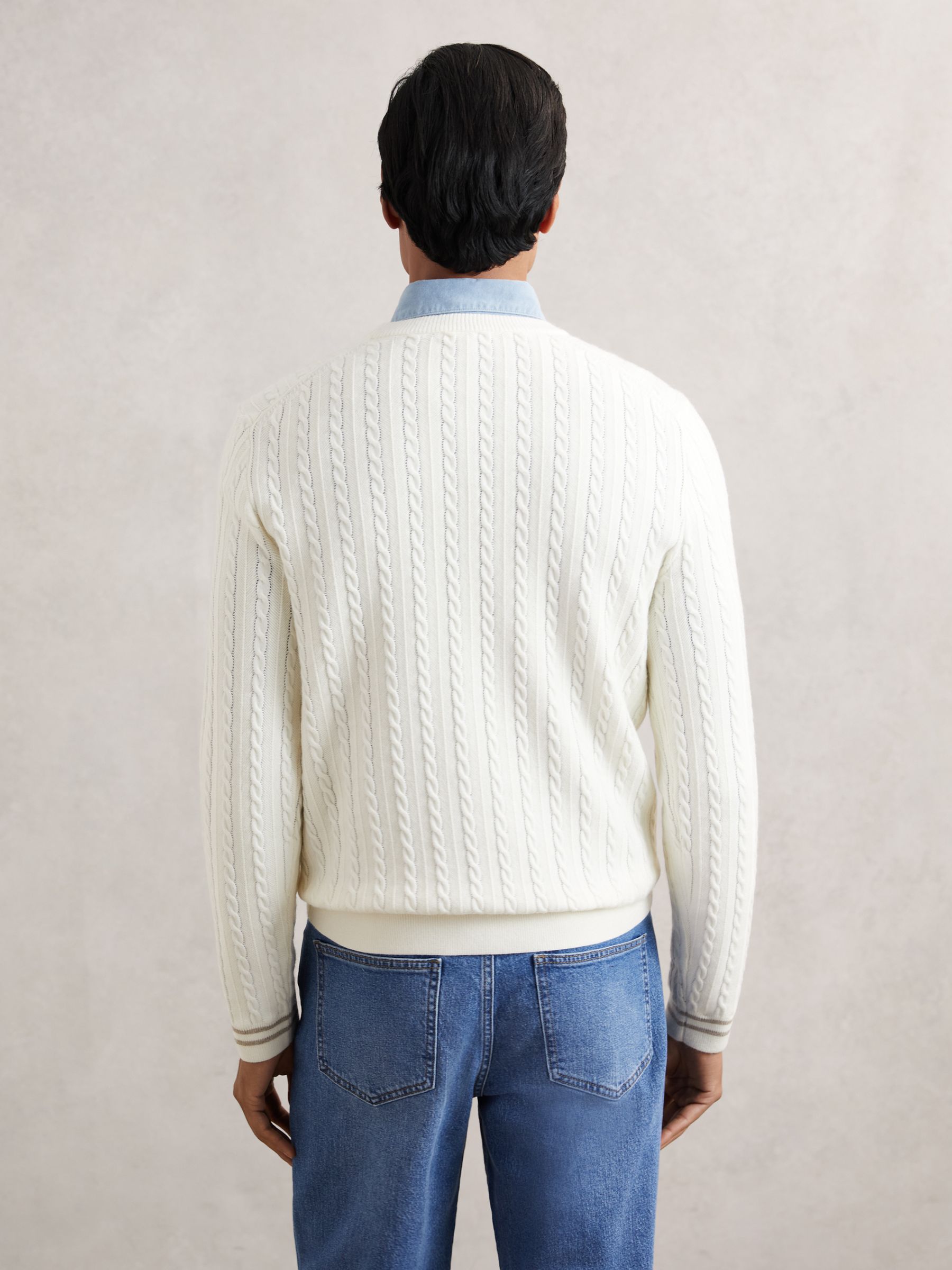 Cable-Knit Jumper With Wool in White - Image 5 of 6