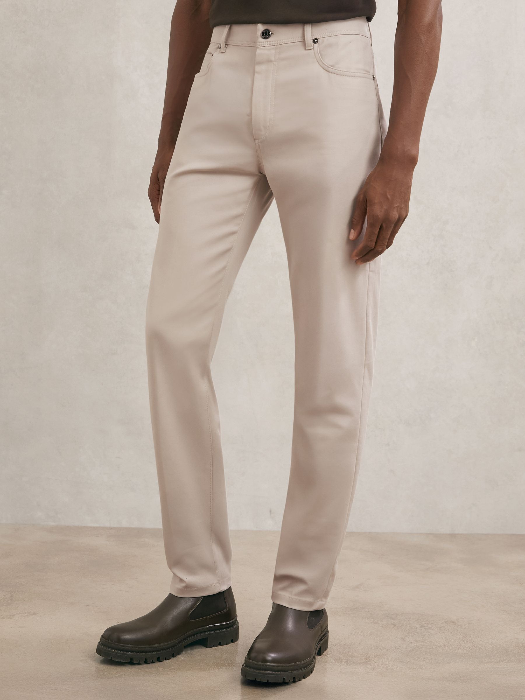 Slim-Fit Five-Pocket Trousers in Stone - image 5