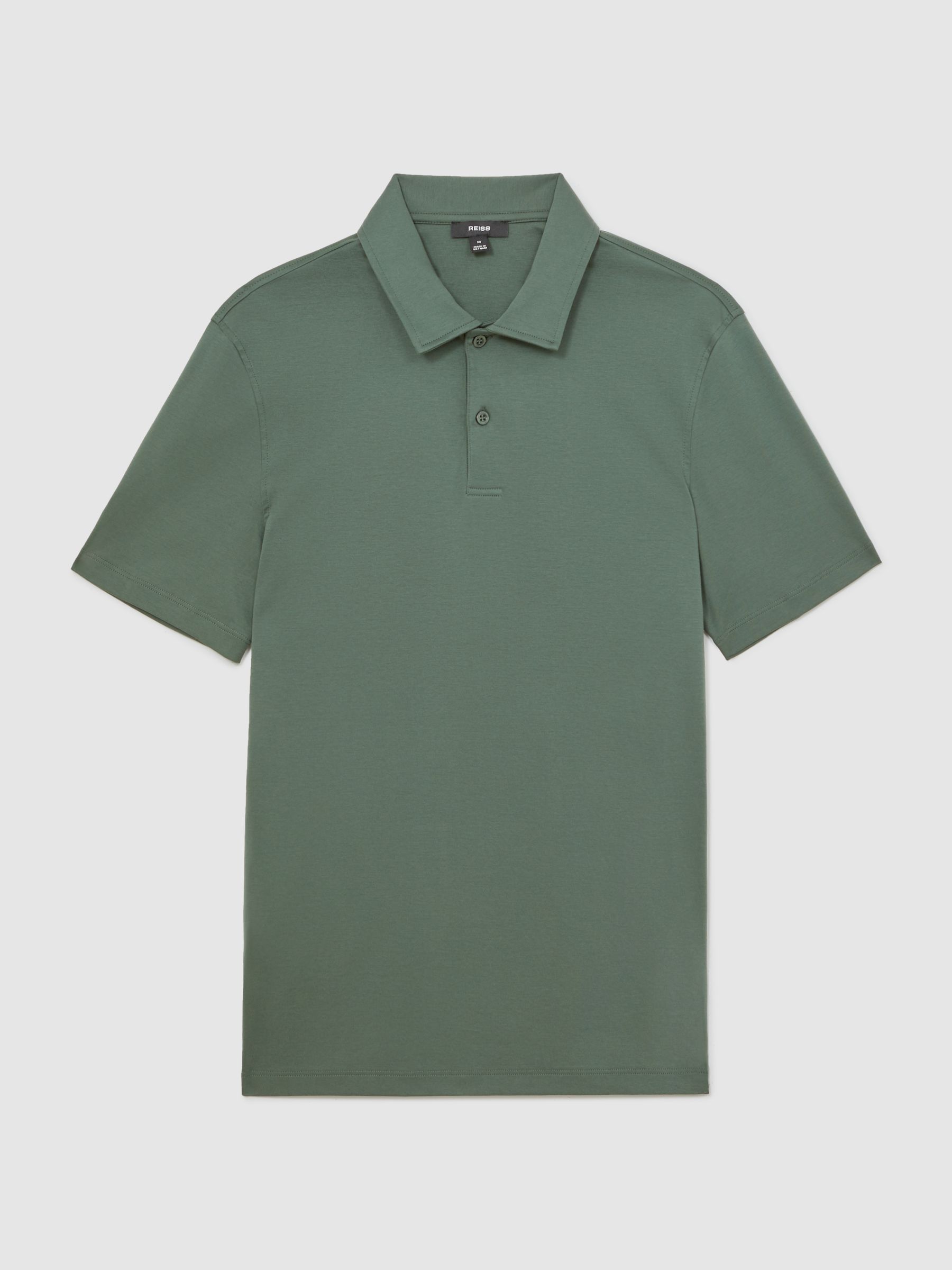 Air-Water Cotton Polo Shirt in Kale Green - Image 2 of 6