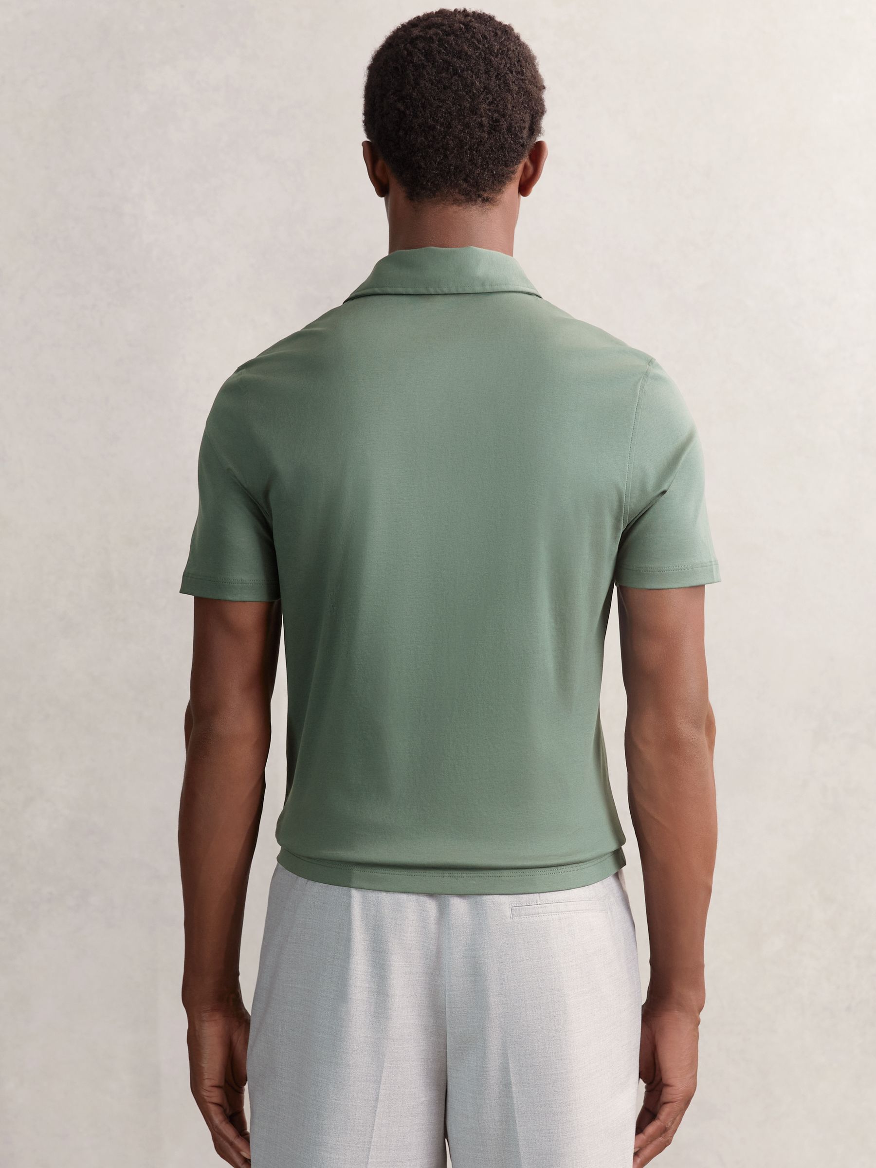 Air-Water Cotton Polo Shirt in Kale Green - Image 5 of 6