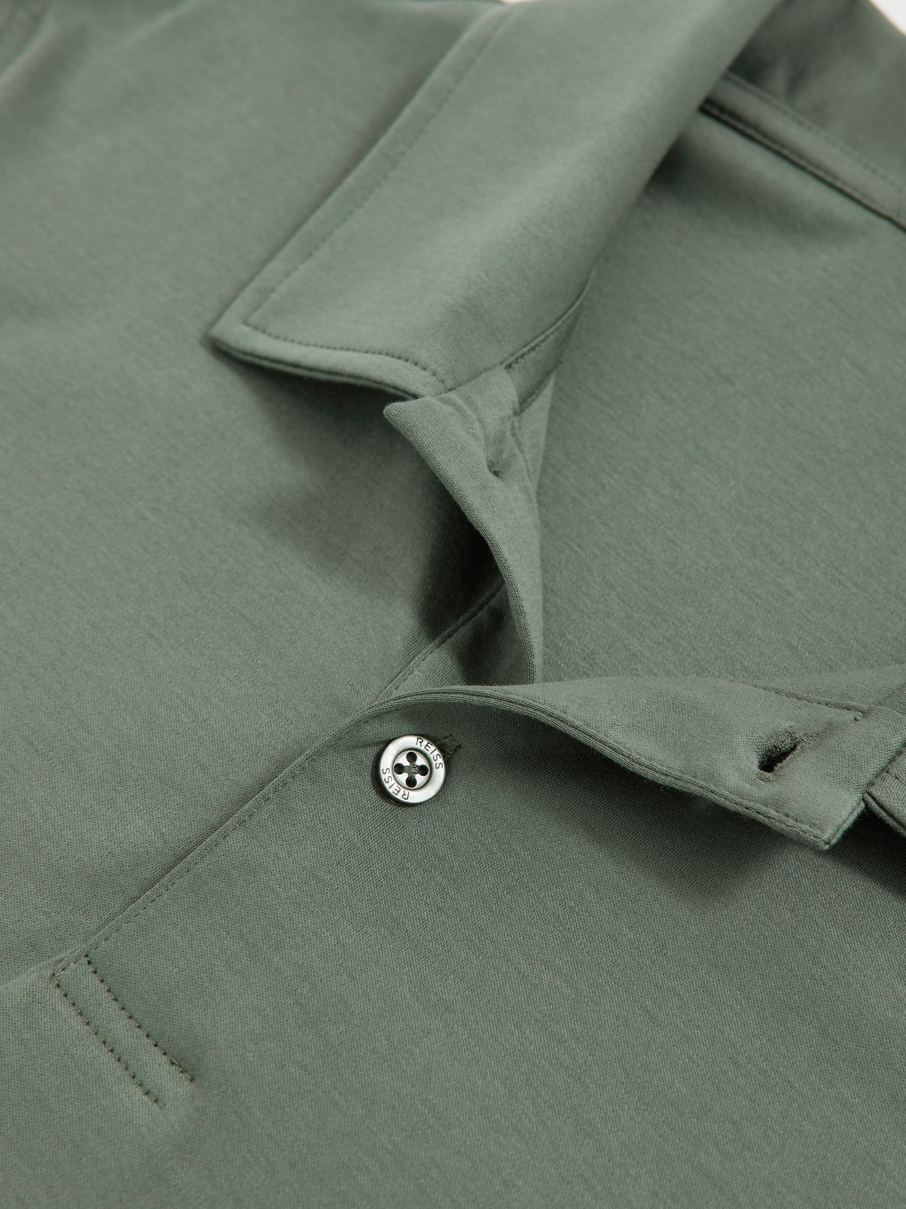 Air-Water Cotton Polo Shirt in Kale Green - Image 6 of 6