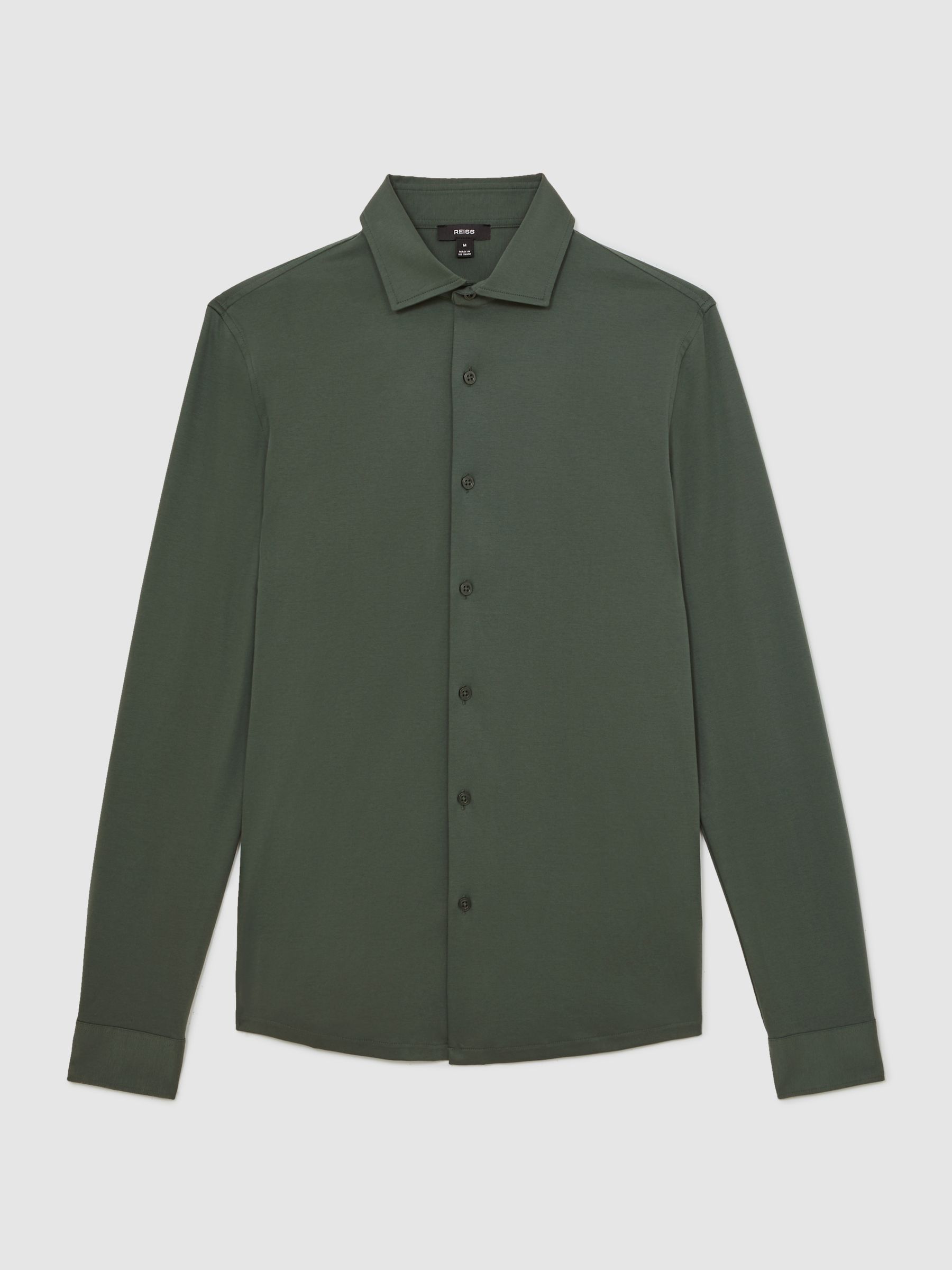 Air-Water Cotton Button-Through Shirt in Kale Green - Image 2 of 6