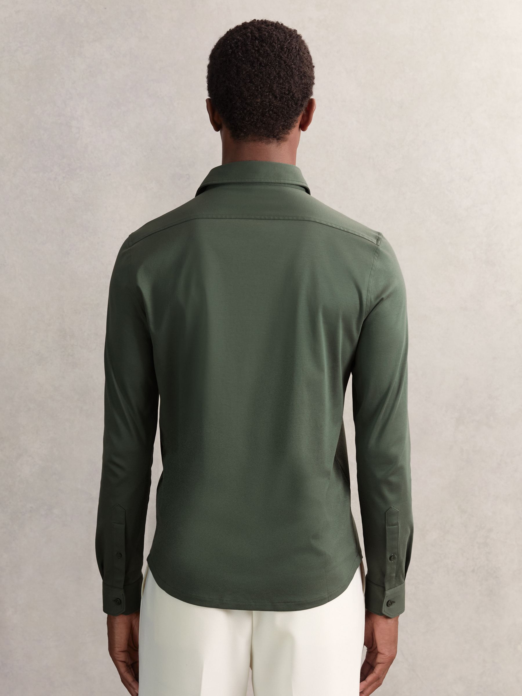 Air-Water Cotton Button-Through Shirt in Kale Green - Image 5 of 6