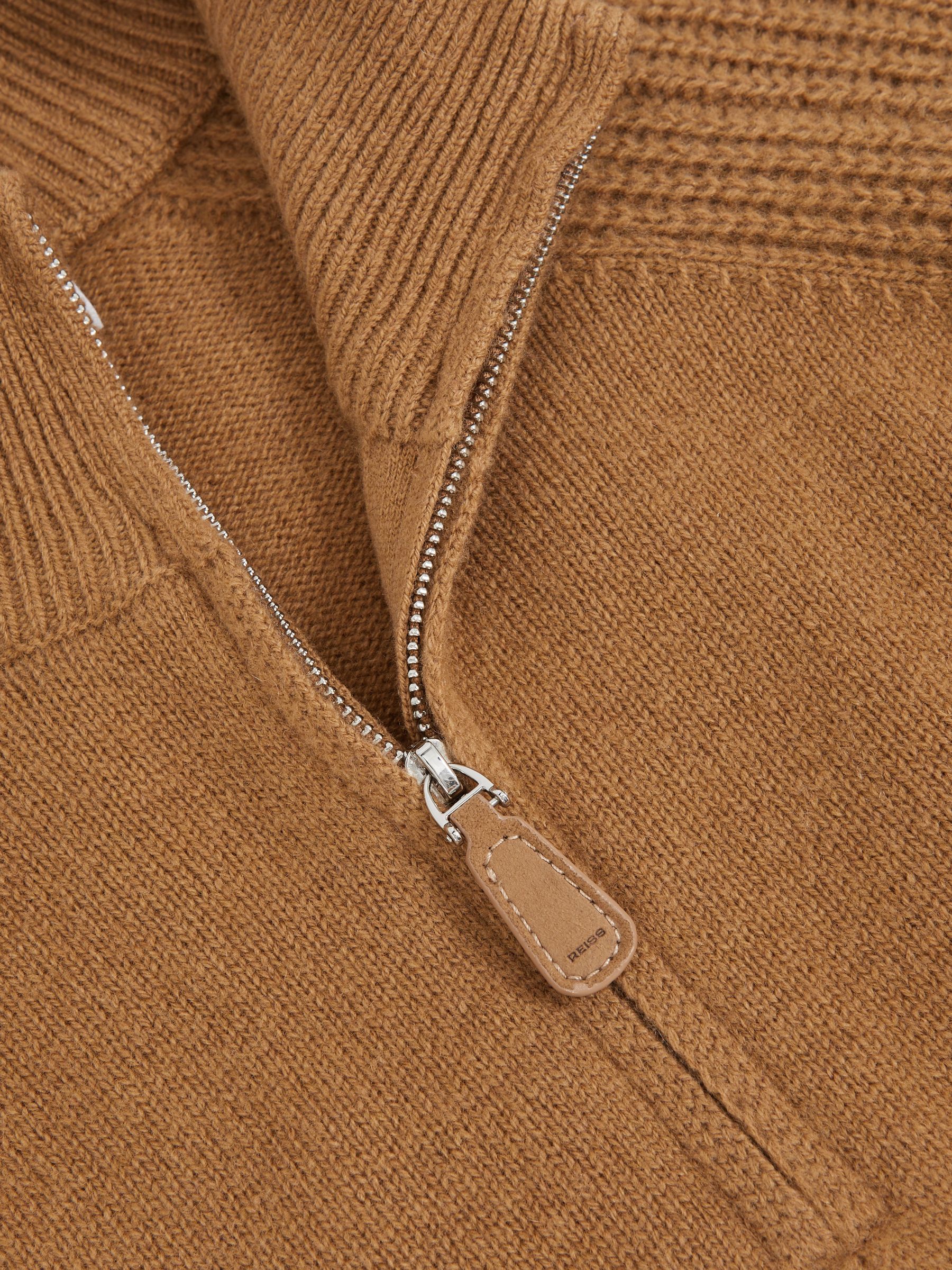 Wool And Cashmere Half-Zip Jumper in Camel - Image 6 of 6