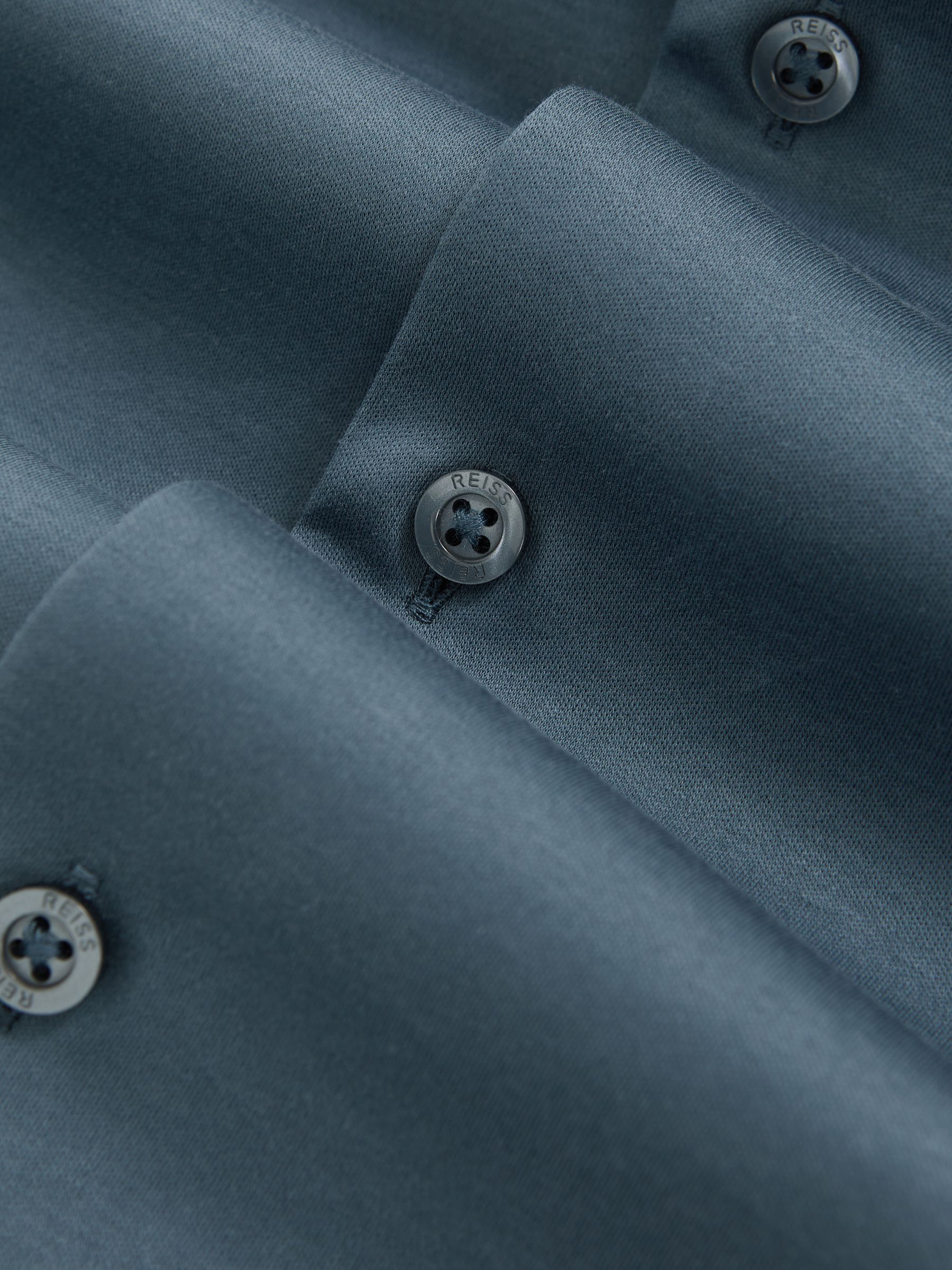 Air-Water Cotton Button-Through Shirt in Airforce Blue - Image 7 of 7