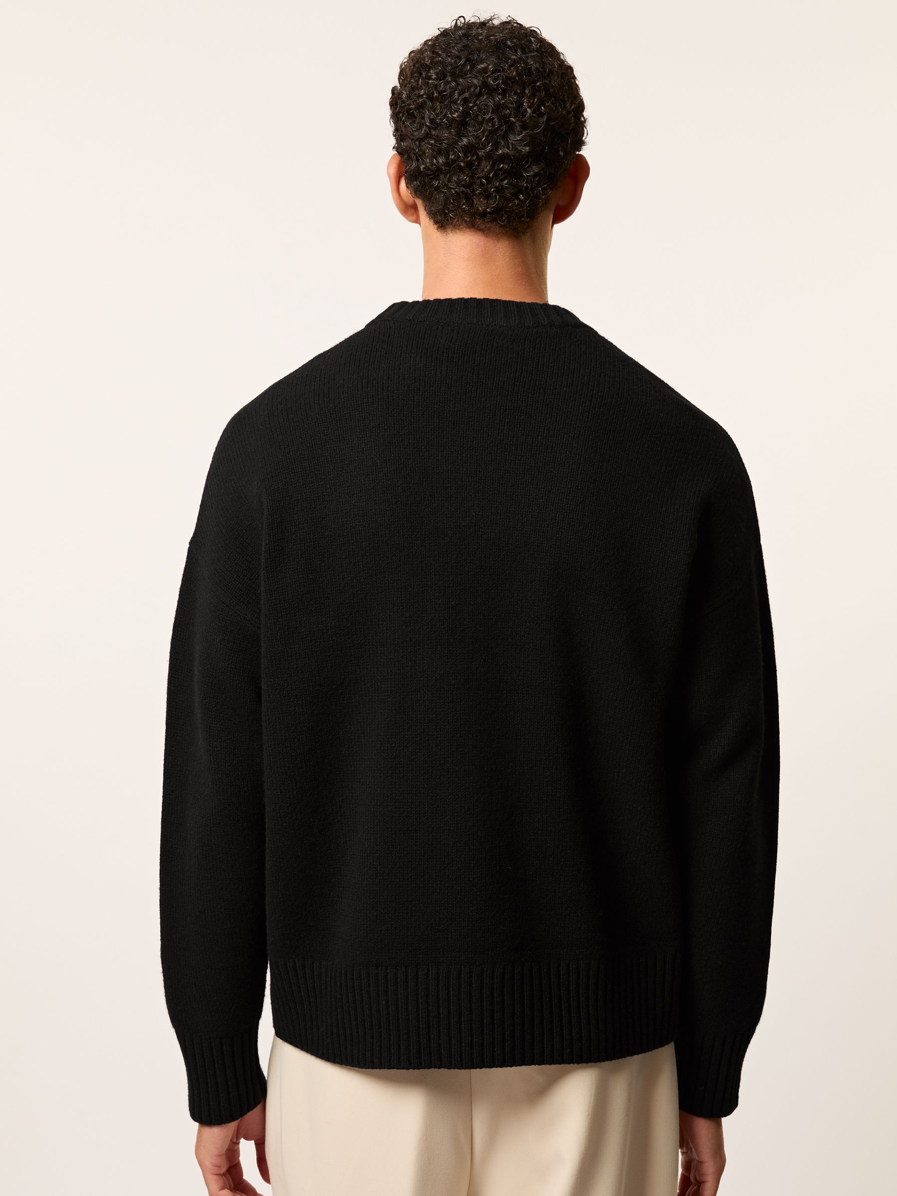 Monogram Embroidered Wool Jumper in Black - Image 6 of 7