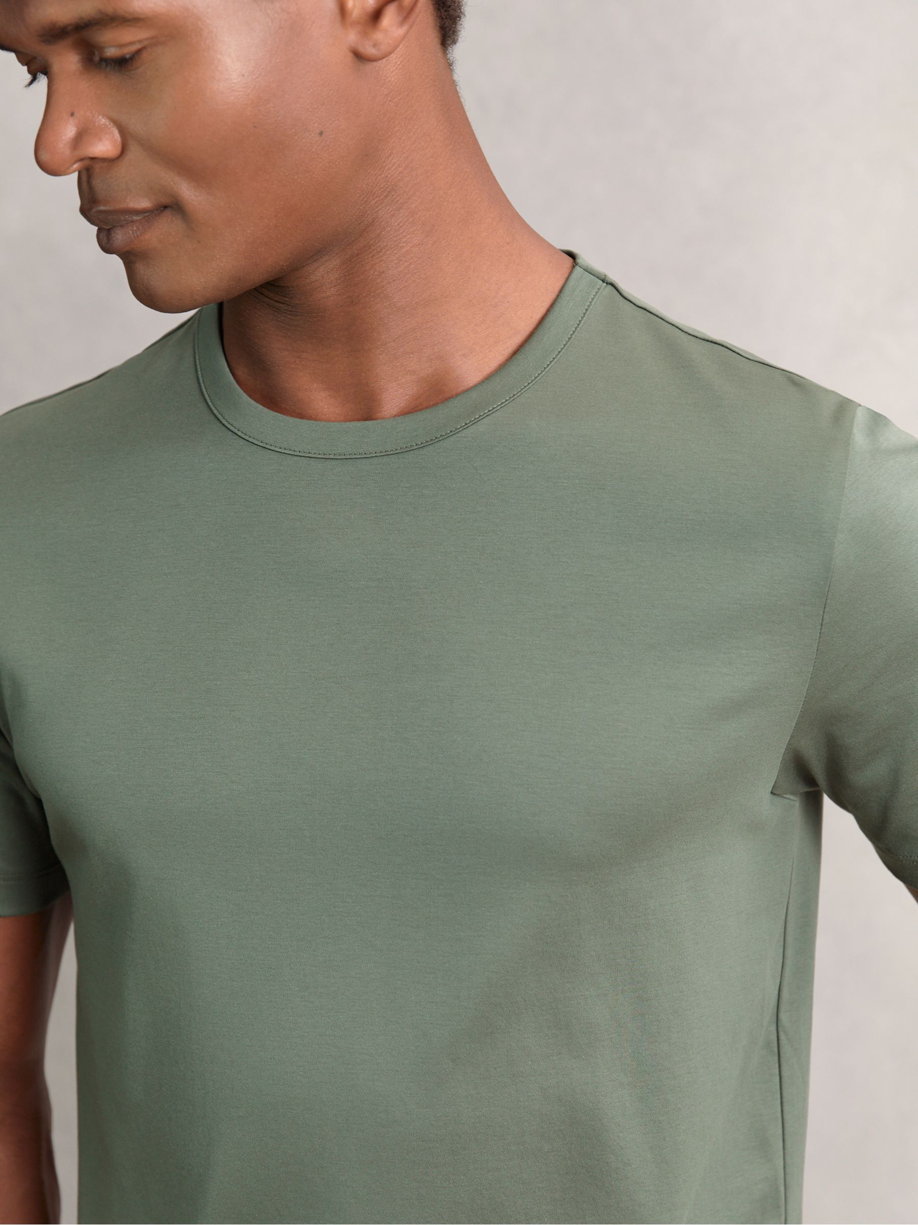 Airwater-Cotton Crew-Neck T-Shirt in Kale Green - Image 1 of 6