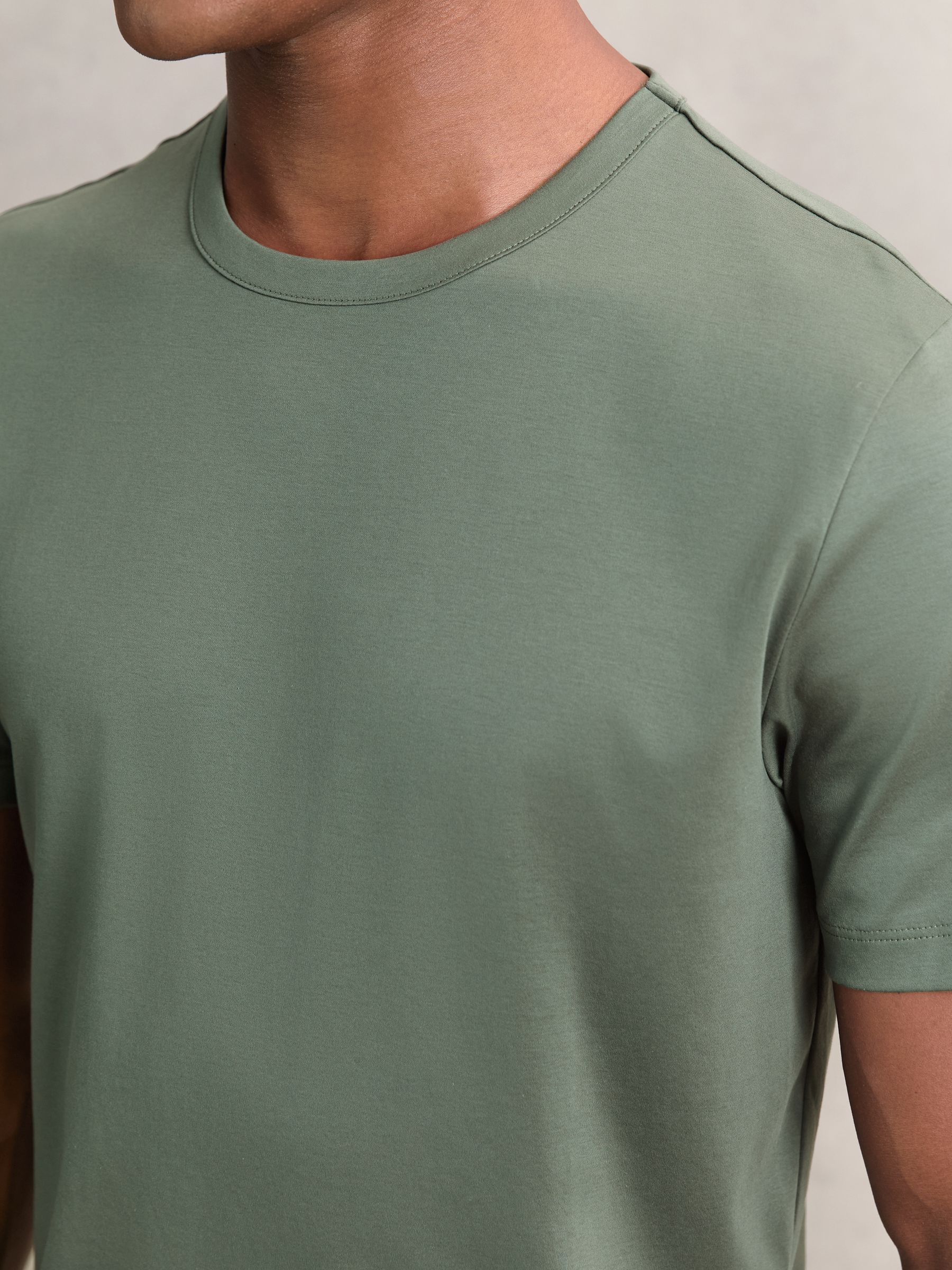 Airwater-Cotton Crew-Neck T-Shirt in Kale Green - Image 4 of 6
