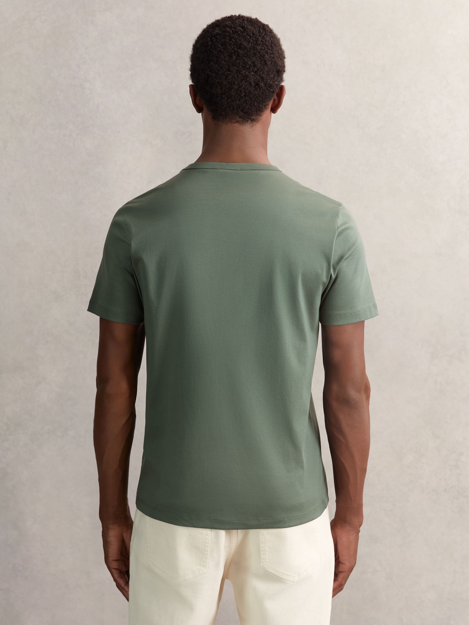 Airwater-Cotton Crew-Neck T-Shirt in Kale Green - Image 5 of 6