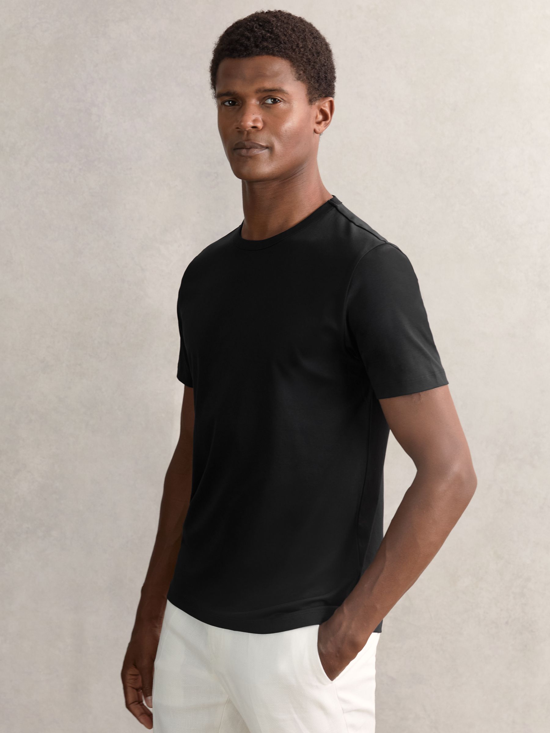 Airwater-Cotton Crew-Neck T-Shirt in Black - Image 3 of 7