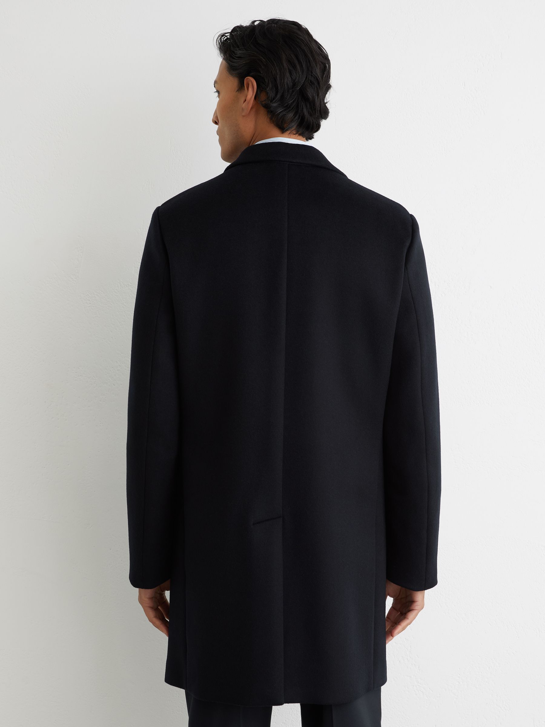 Wool-Blend Single-Breasted Overcoat in Navy - image 5