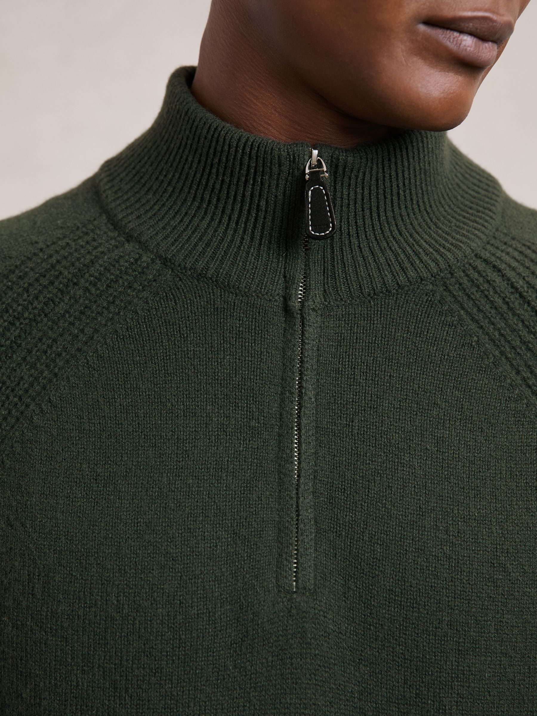 Wool And Cashmere Half-Zip Jumper in Forest Green - Image 4 of 7