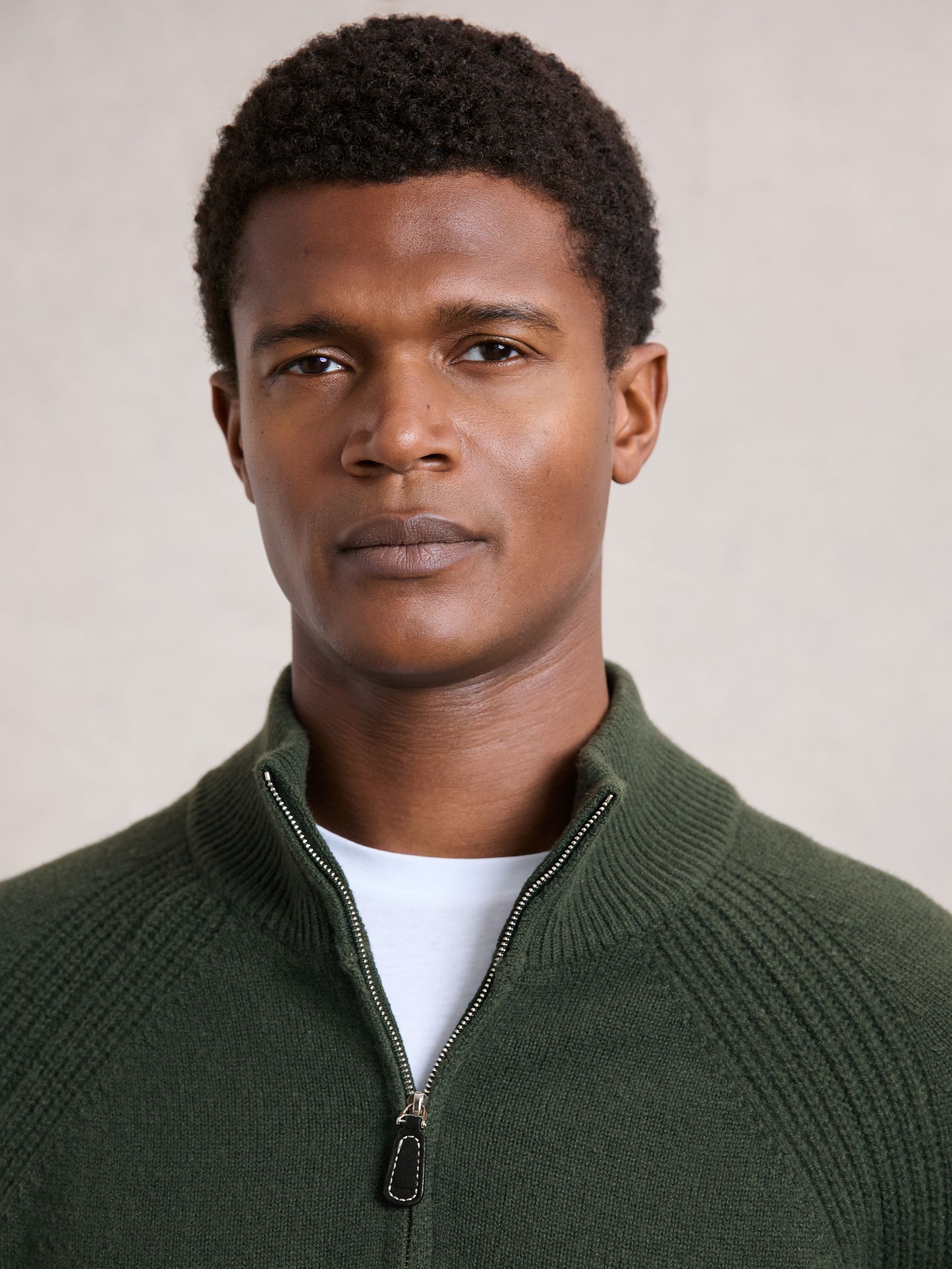 Wool And Cashmere Half-Zip Jumper in Forest Green - Image 5 of 7