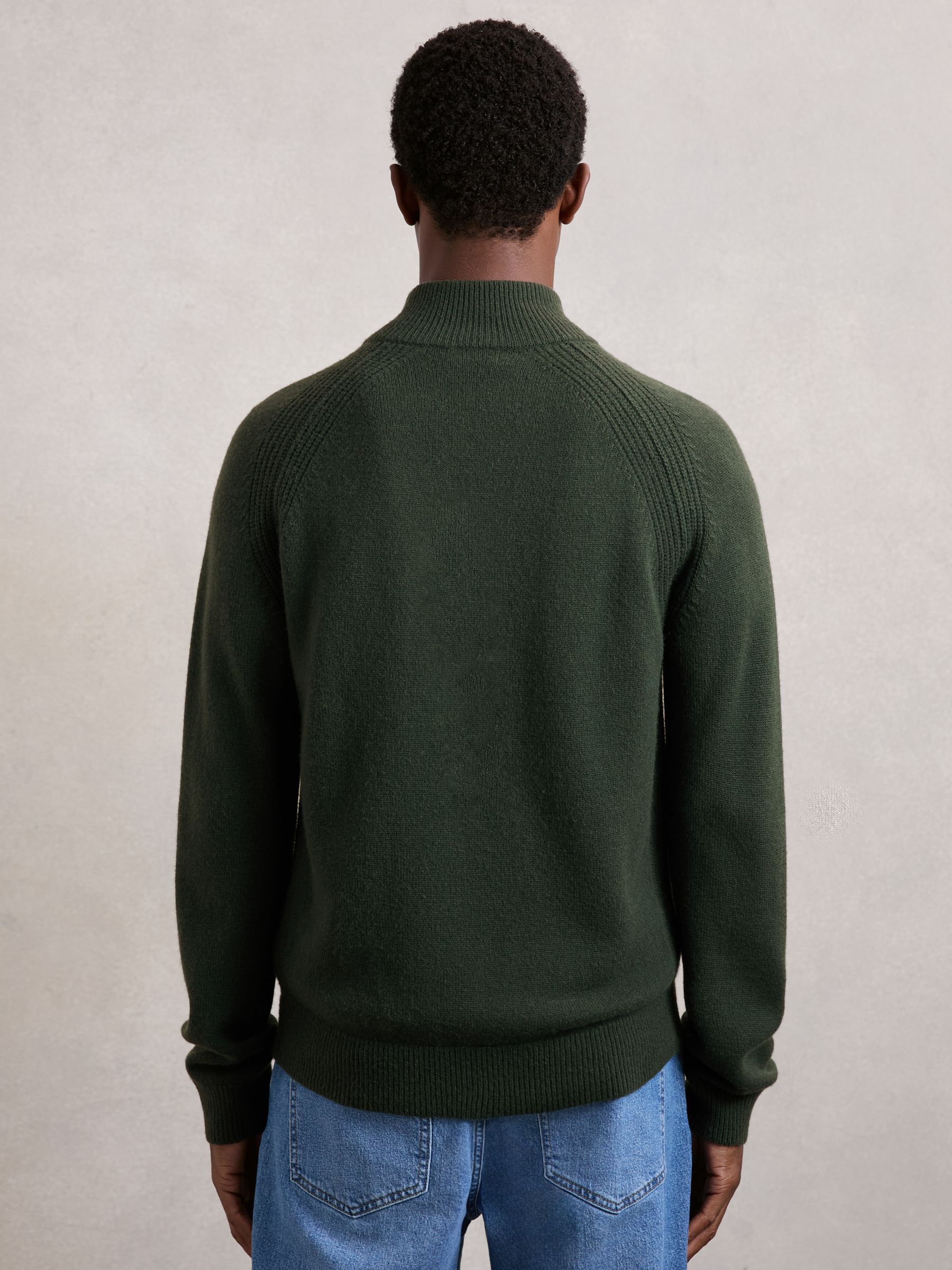 Wool And Cashmere Half-Zip Jumper in Forest Green - Image 6 of 7
