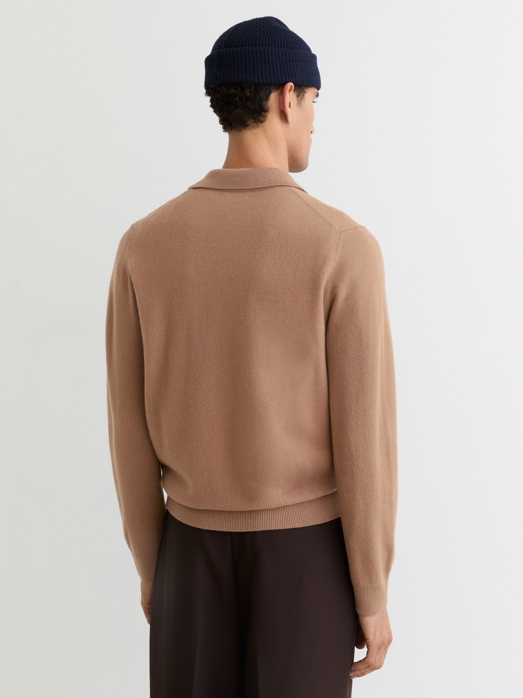 Vlněný kardigan s argyle vzorem na zip v Hnědé barvě - Obrázek 5 z 6